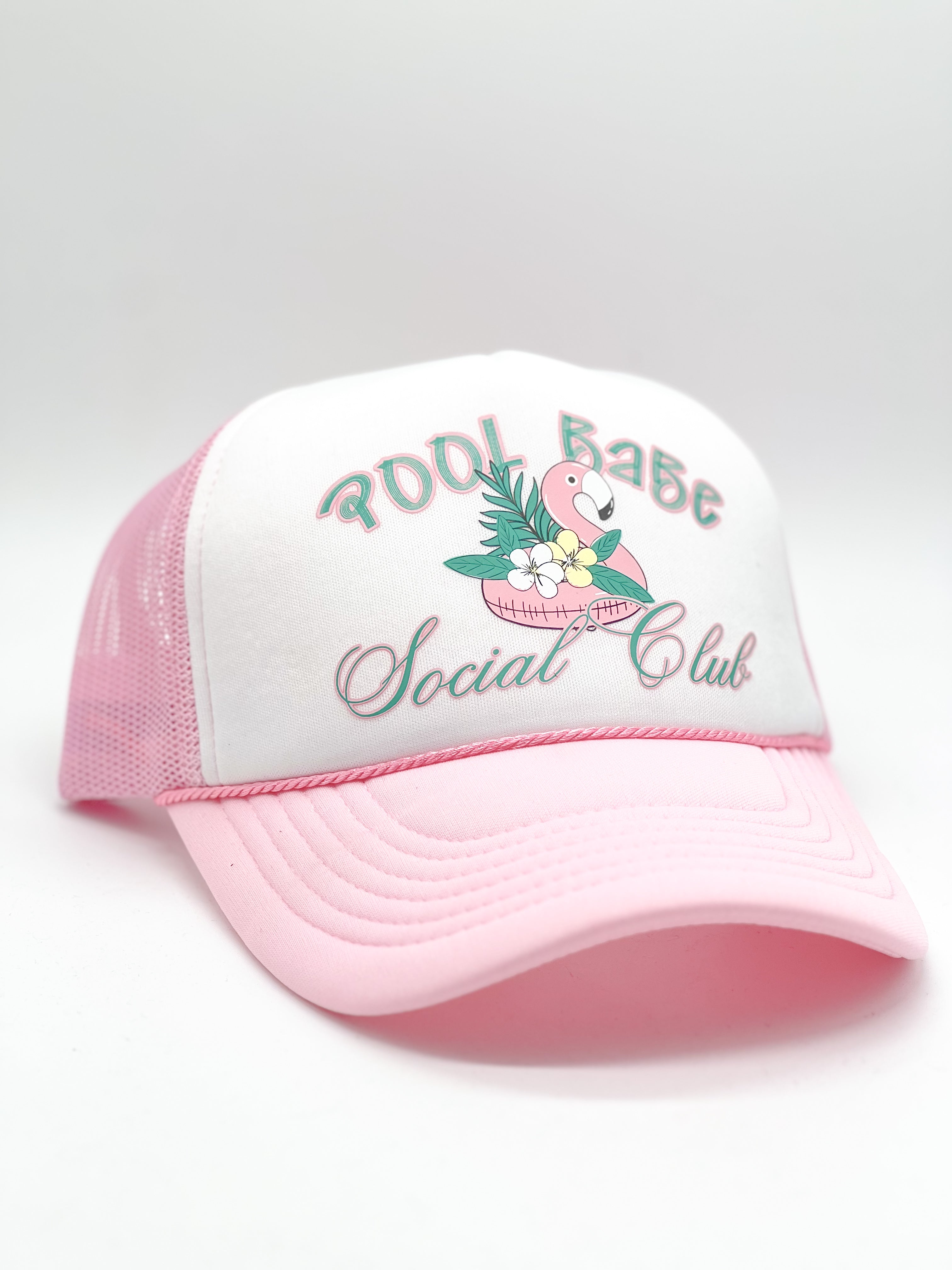 Pool Babe Social Club Trucker Hat-330 Headwear-VIBES HAT COMPANY-Heathered Boho Boutique, Women's Fashion and Accessories in Palmetto, FL