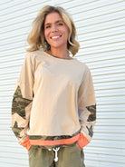 Camo Companion Top-120 LONG SLEEVE TOPS-ODDI-Heathered Boho Boutique, Women's Fashion and Accessories in Palmetto, FL