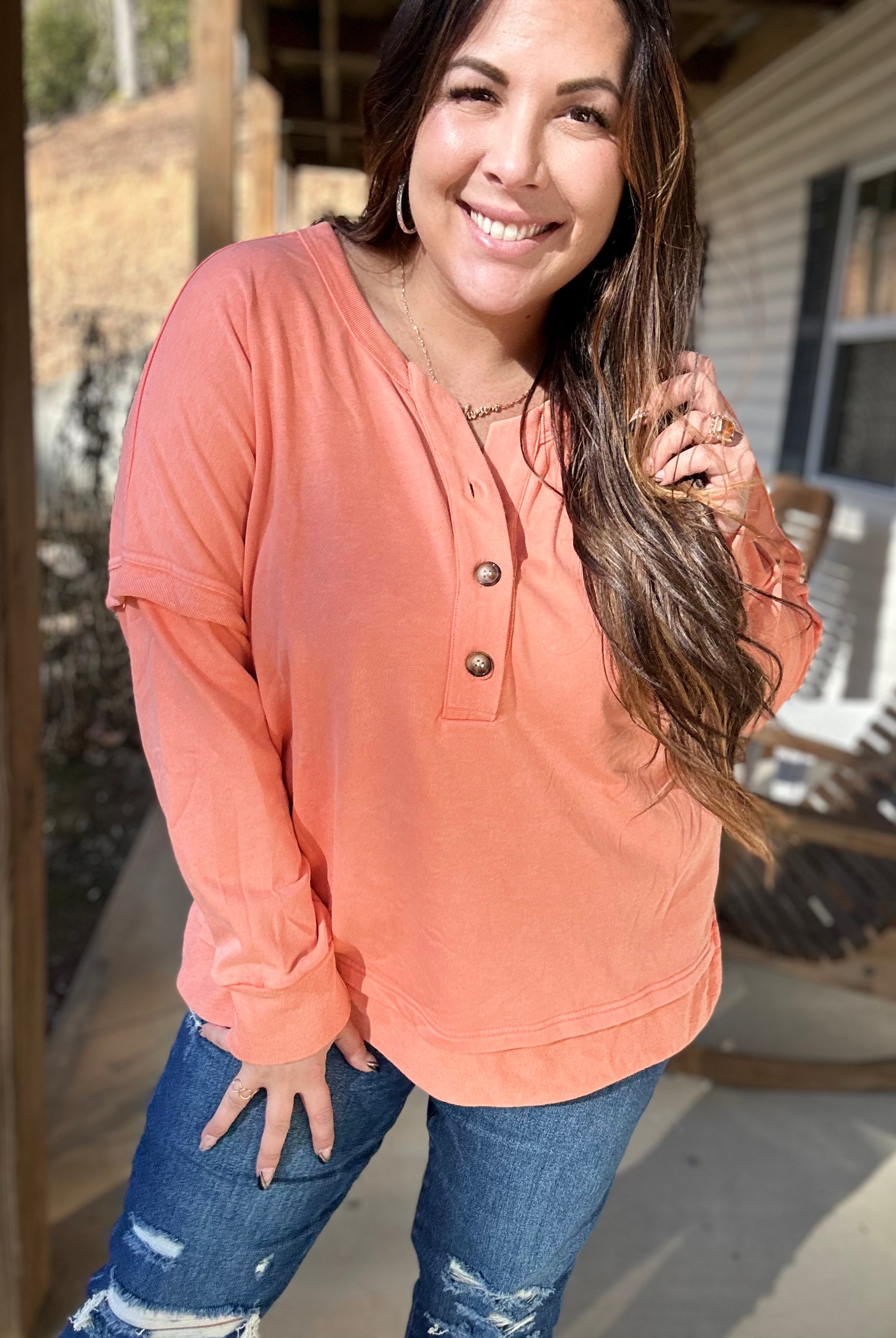 Live For It Long Sleeve Top (multiple colors)-120 Long Sleeve Tops-White Birch-Heathered Boho Boutique, Women's Fashion and Accessories in Palmetto, FL