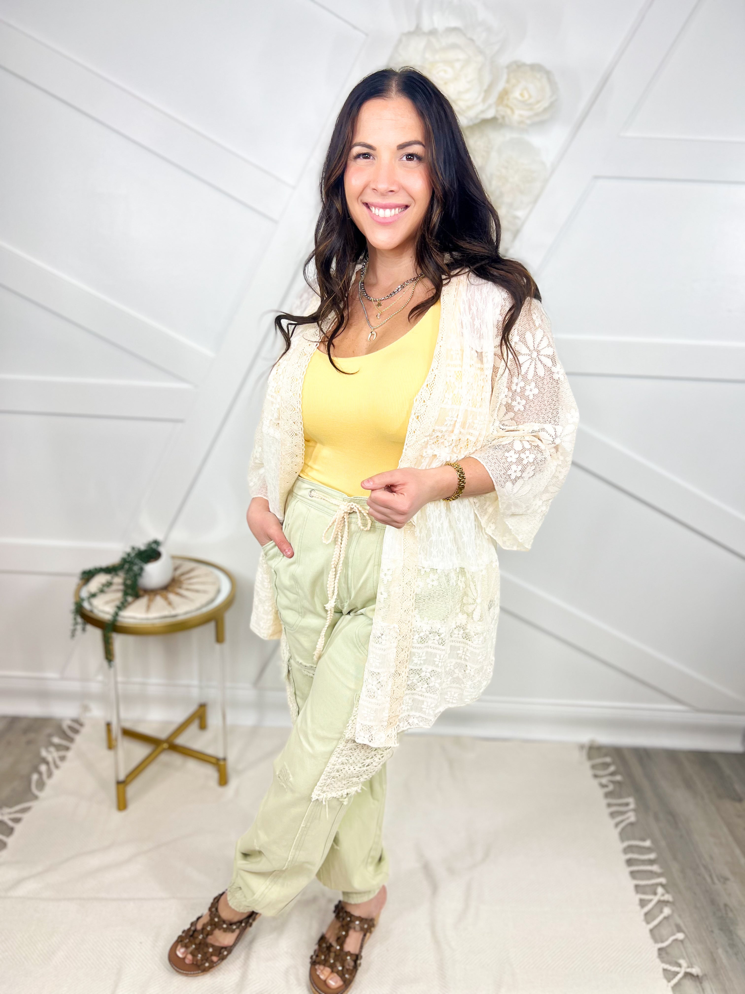 Leading Lady Lace Kimono-220 Cardigans/ Kimonos-Pol-Heathered Boho Boutique, Women's Fashion and Accessories in Palmetto, FL