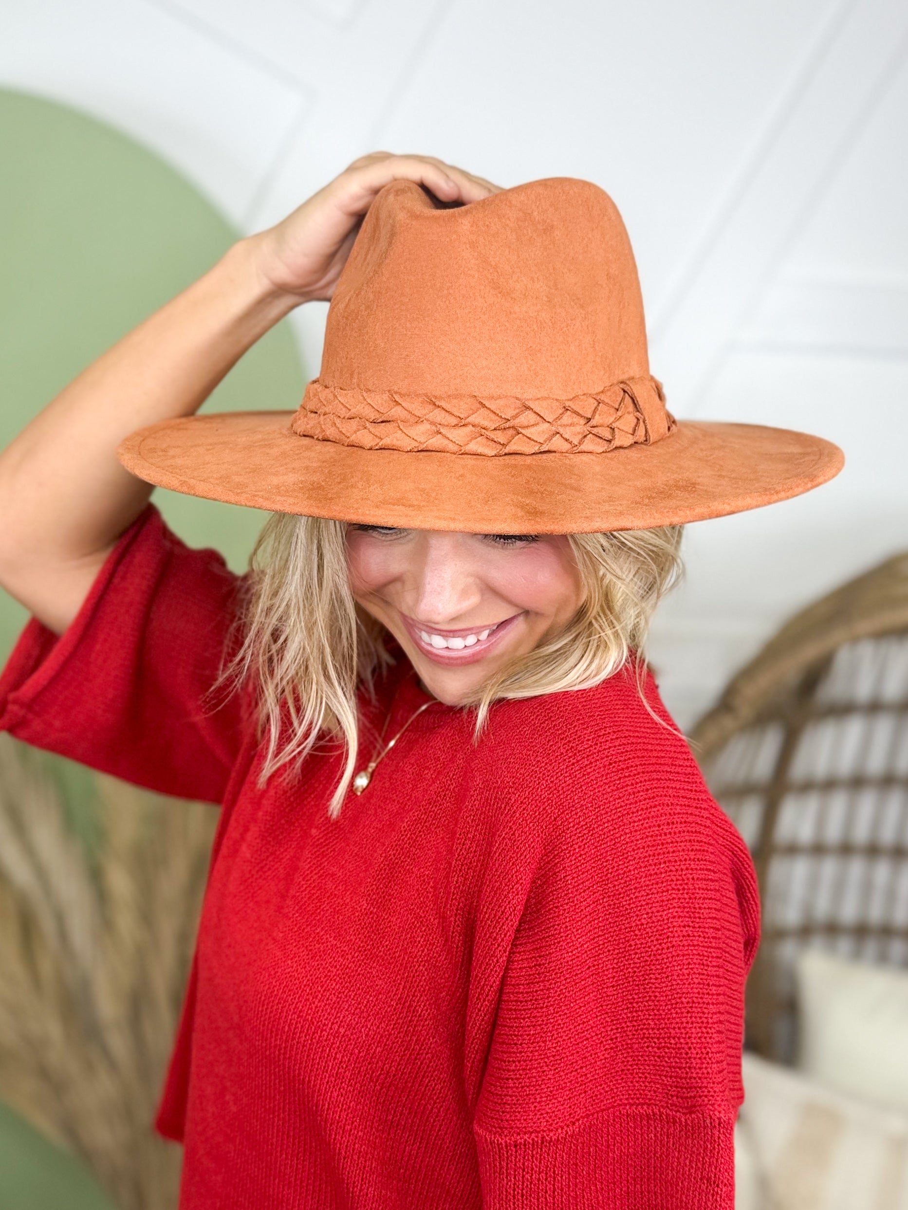 Double Rope Braid Fedora Hat-330 Headwear-Fame Accessories-Heathered Boho Boutique, Women's Fashion and Accessories in Palmetto, FL