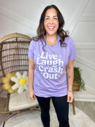 Live Laugh Crash Out Graphic Tee-130 Graphic Tees-Heathered Boho-Heathered Boho Boutique, Women's Fashion and Accessories in Palmetto, FL