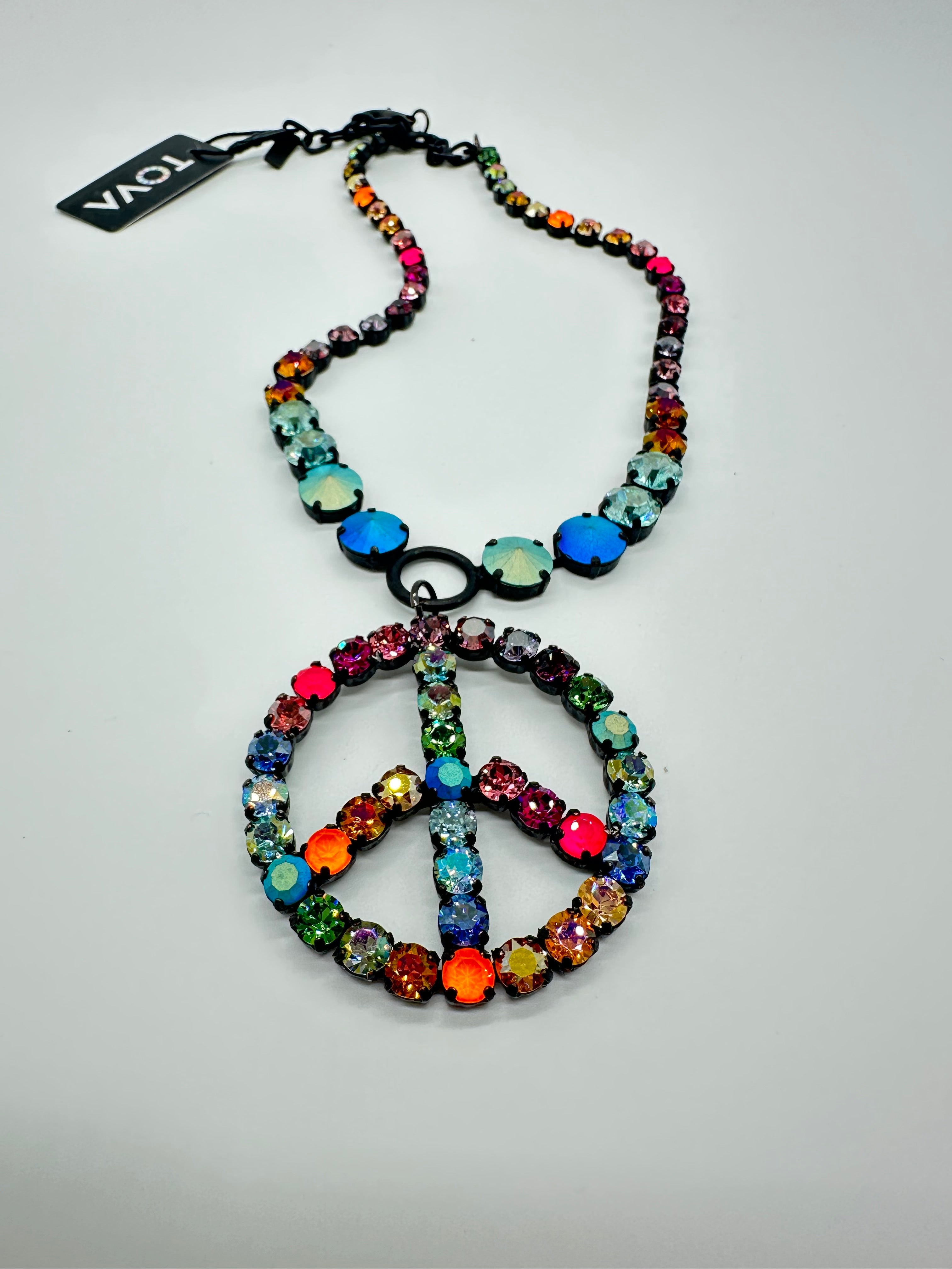 Peace POP Necklace in Watermelon-310 Jewelry-Tova-Heathered Boho Boutique, Women's Fashion and Accessories in Palmetto, FL