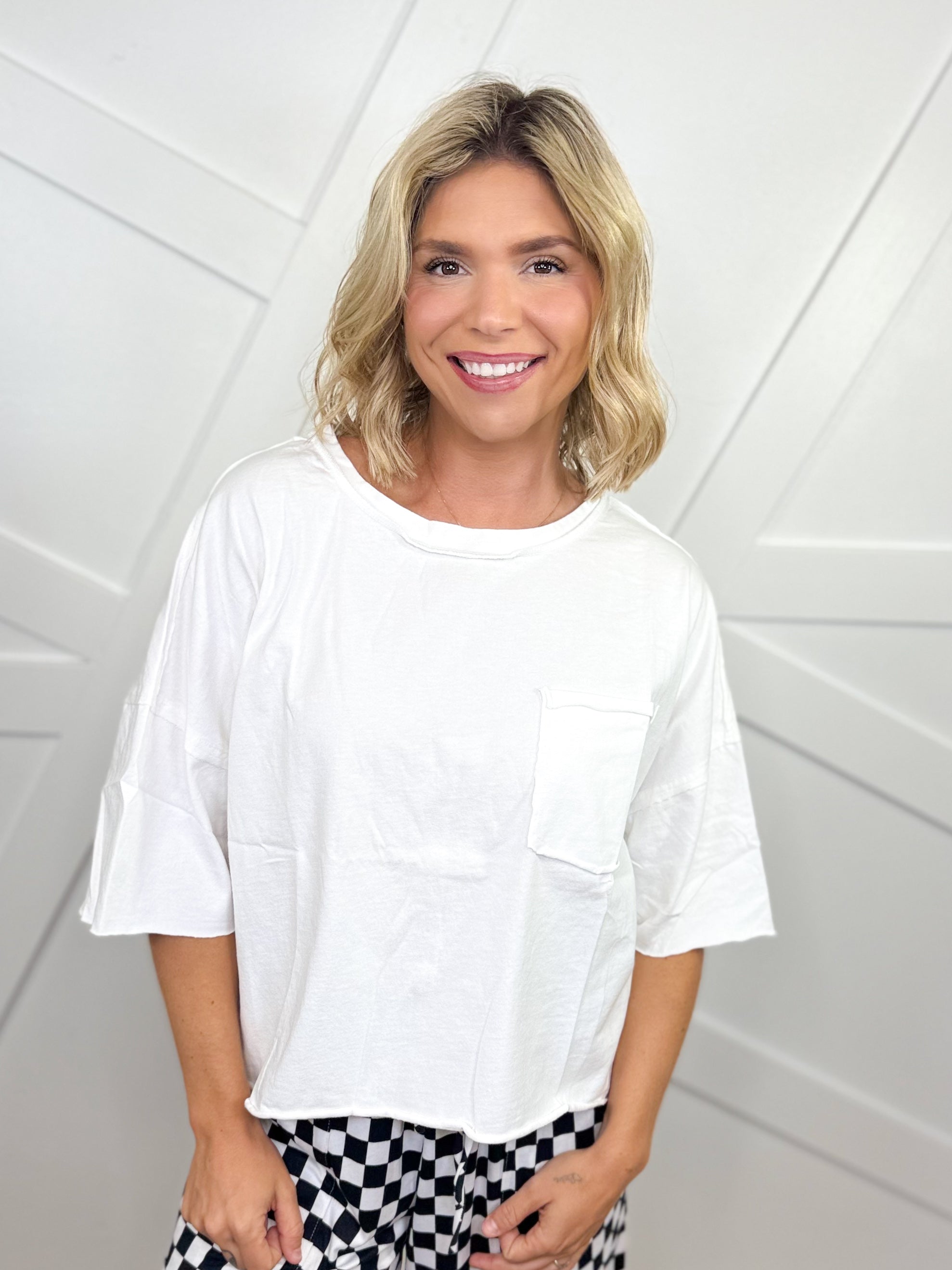 RESTOCK: Regan Raw Hem Tee-110 SHORT SLEEVE TOP-Blakeley-Heathered Boho Boutique, Women's Fashion and Accessories in Palmetto, FL
