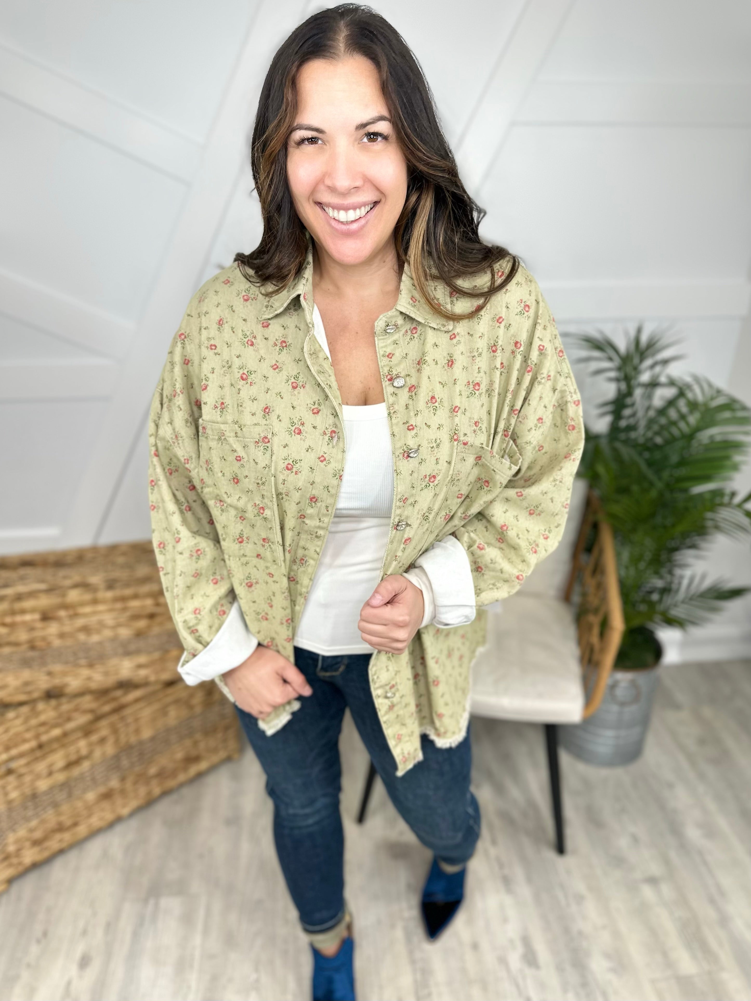 RESTOCK : Floral Muse Jacket-200 Jackets/Shackets-Pol-Heathered Boho Boutique, Women's Fashion and Accessories in Palmetto, FL