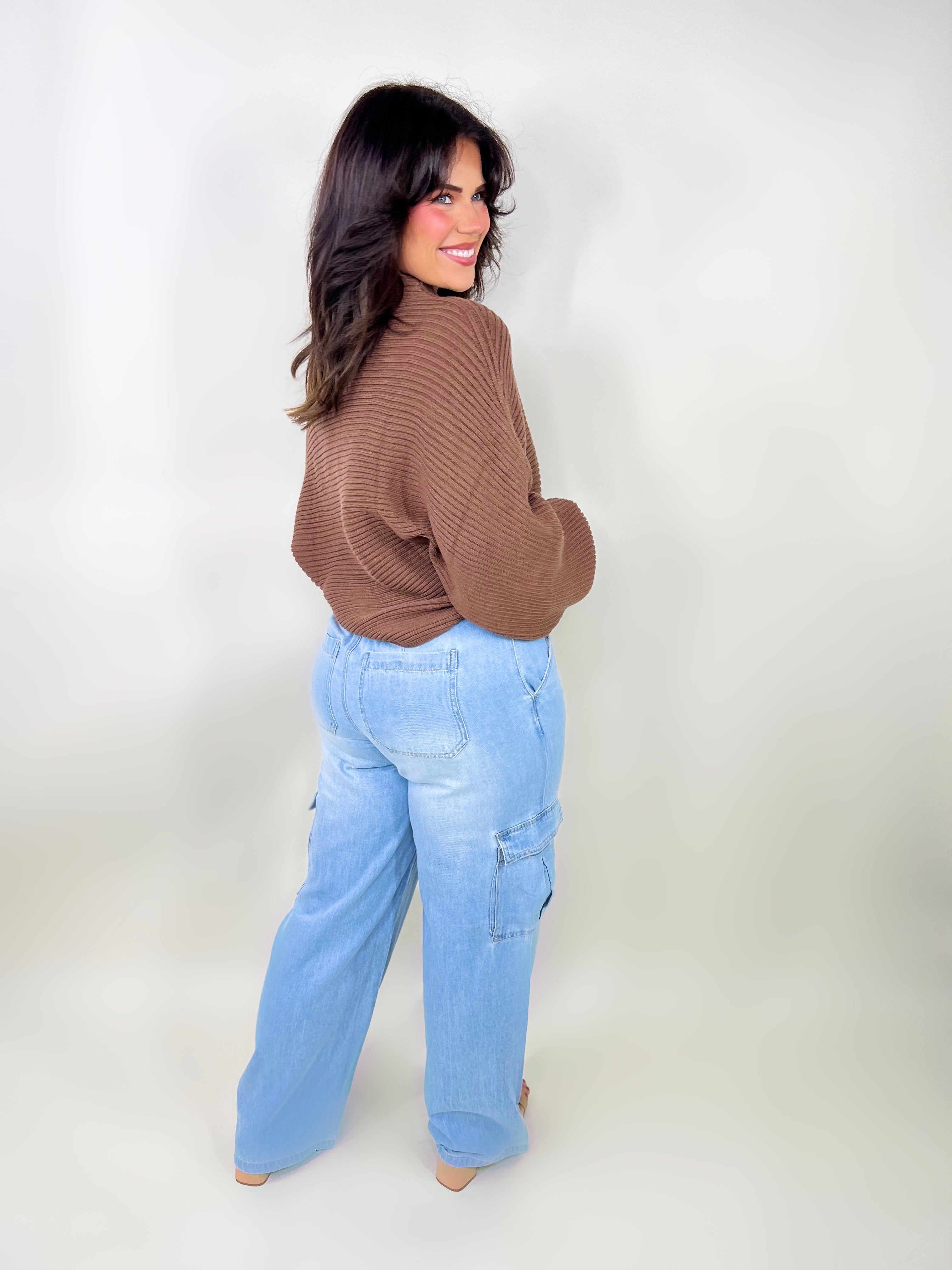 Easy Come Easy Go Cargo Jeans-150 PANTS-Risen Jeans-Heathered Boho Boutique, Women's Fashion and Accessories in Palmetto, FL