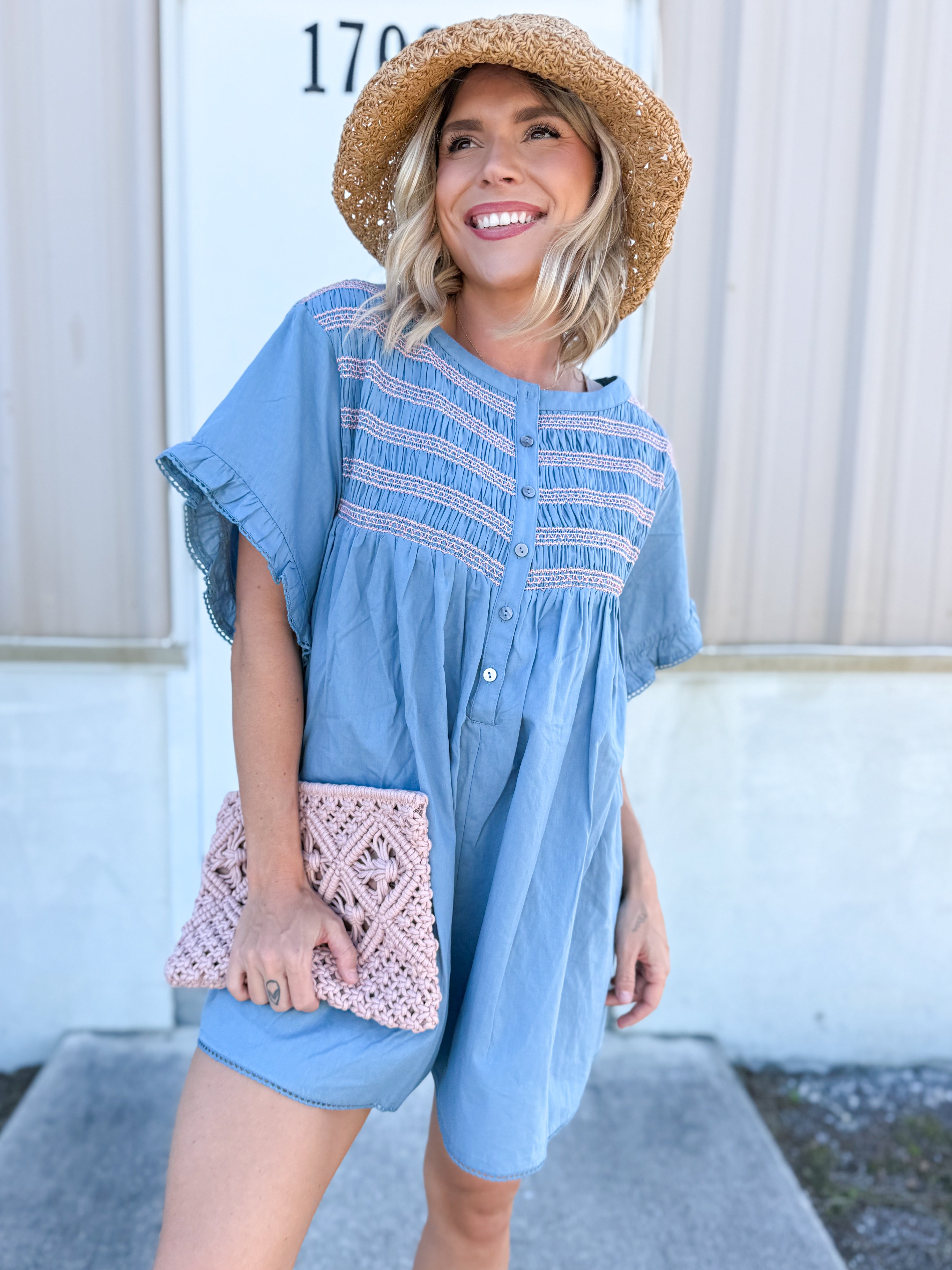 Ladylike Romper-230 DRESSES/JUMPSUITS/ROMPERS-Veveret-Heathered Boho Boutique, Women's Fashion and Accessories in Palmetto, FL