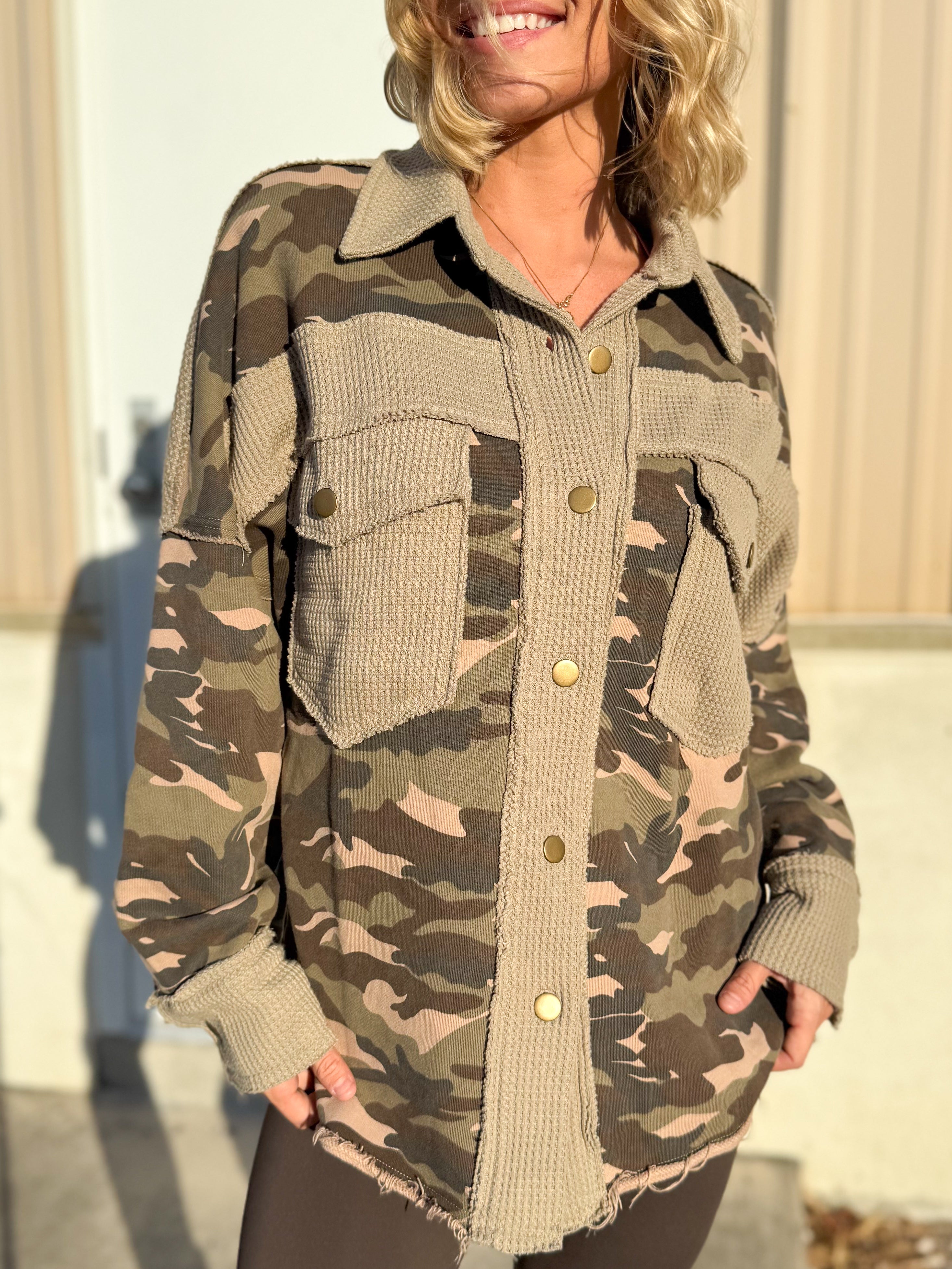 Scout's Honor Shacket-200 JACKETS/SHACKETS-Davi & Dani-Heathered Boho Boutique, Women's Fashion and Accessories in Palmetto, FL