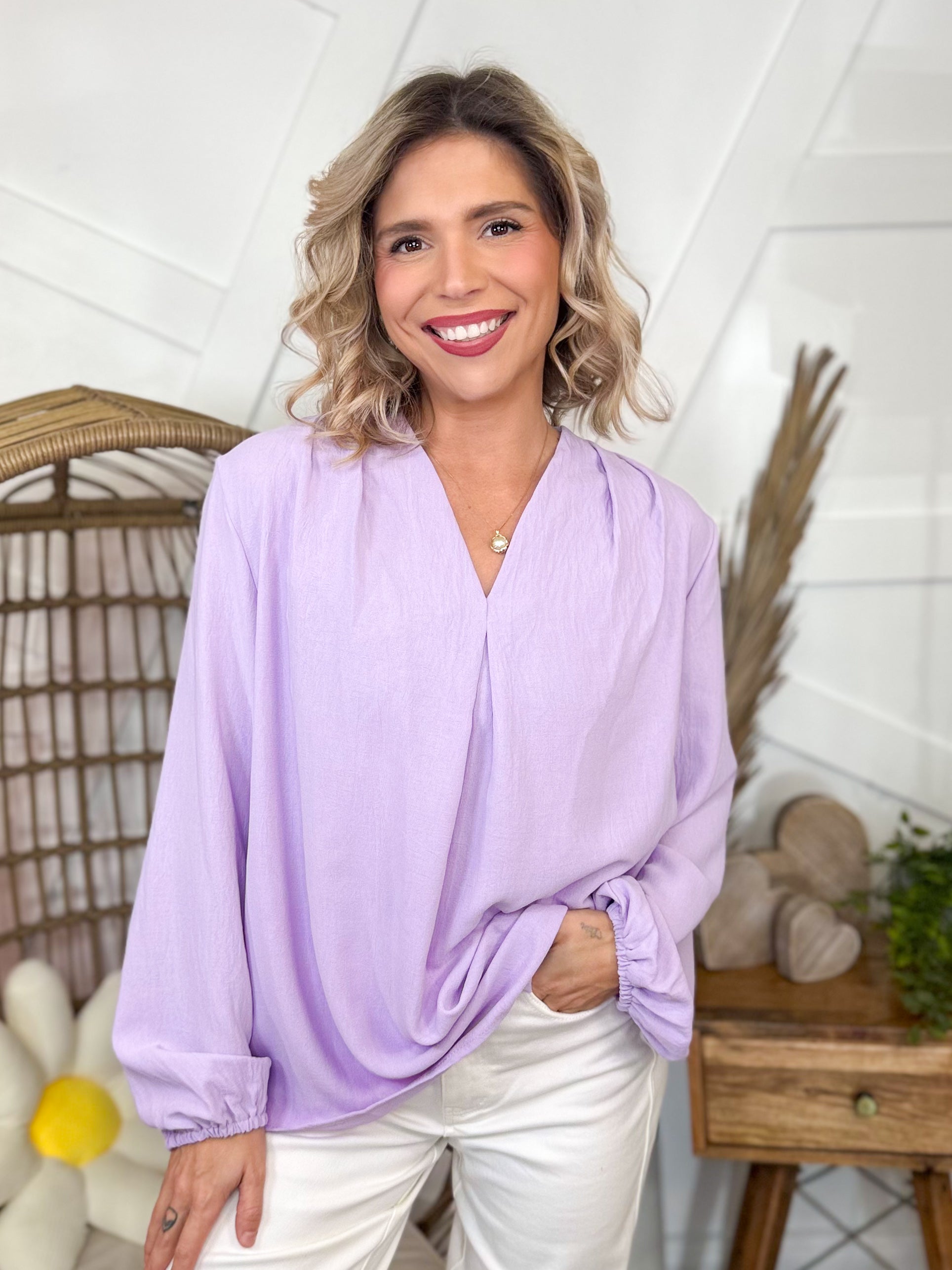 Soft Focus Top-120 Long Sleeve Tops-2HEARTS-Heathered Boho Boutique, Women's Fashion and Accessories in Palmetto, FL