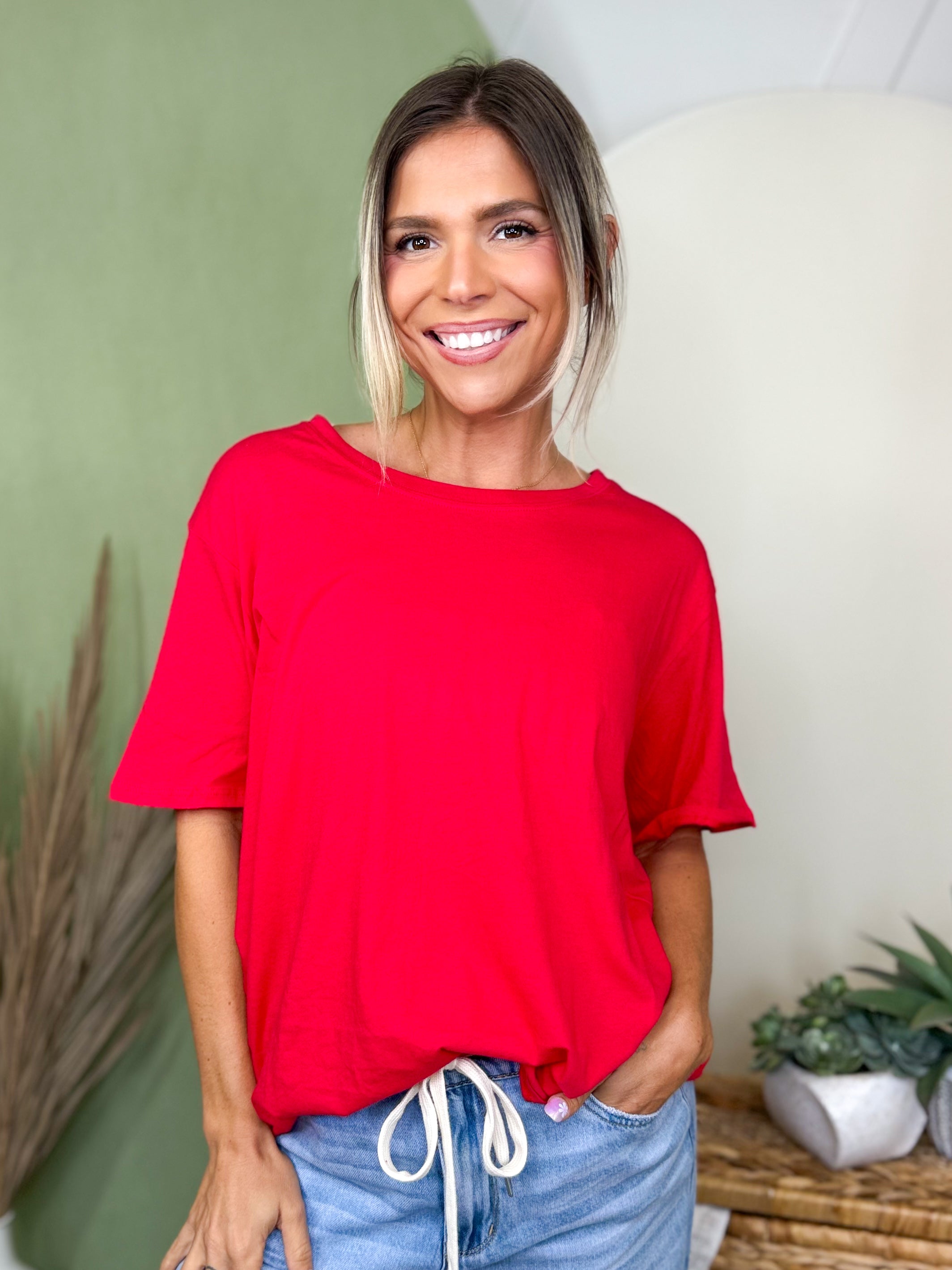 Better Than Your Boyfriend's Tee-110 SHORT SLEEVE TOP-ZENANA-Heathered Boho Boutique, Women's Fashion and Accessories in Palmetto, FL