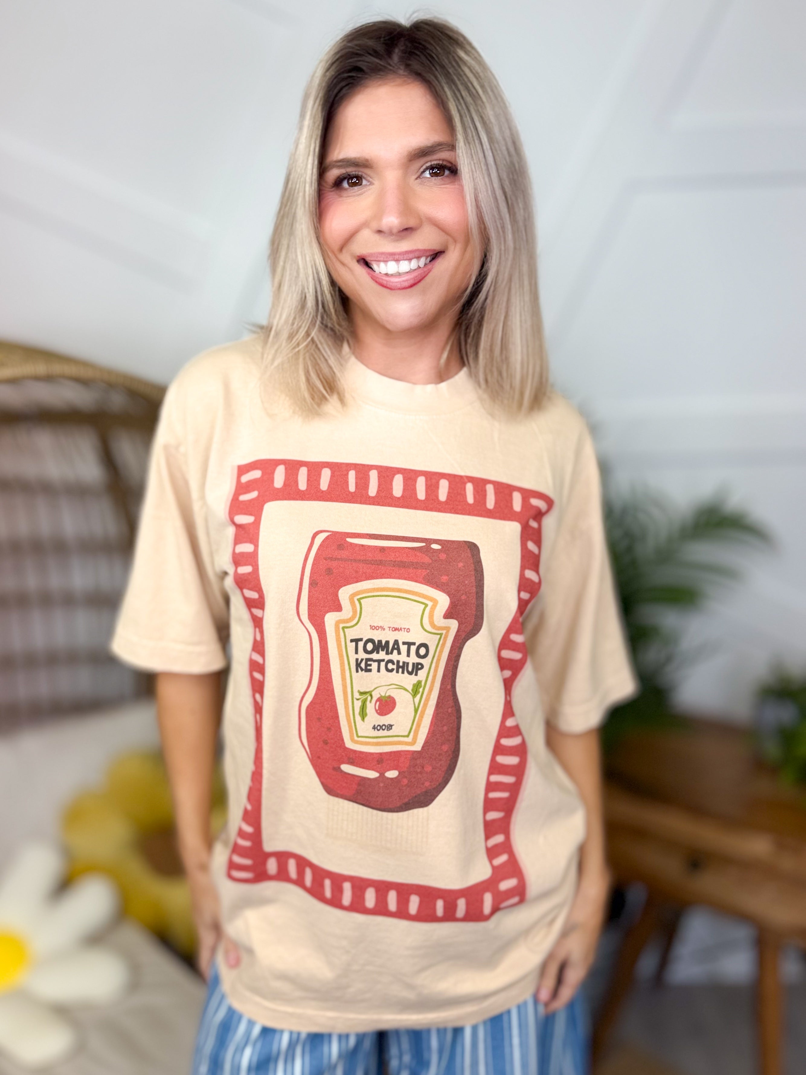 Tomato Ketchup Graphic Tee-130 Graphic Tees-JADE BY JANE-Heathered Boho Boutique, Women's Fashion and Accessories in Palmetto, FL
