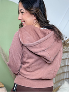 Ash Wash Quarter Zip Hoodie- Cinnamon-210 Hoodies-Birdie & Co-Heathered Boho Boutique, Women's Fashion and Accessories in Palmetto, FL