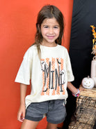 YOUTH - Halloween Mini without Bow Graphic Tee-130 Graphic Tees-Heathered Boho-Heathered Boho Boutique, Women's Fashion and Accessories in Palmetto, FL