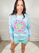 Southern Girl Charm Turtle Graphic Long Sleeve - Lagoon-130 Graphic Tees-Heathered Boho-Heathered Boho Boutique, Women's Fashion and Accessories in Palmetto, FL