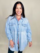 Parent Trap Denim Shirt Dress-120 Long Sleeve Tops-Risen Jeans-Heathered Boho Boutique, Women's Fashion and Accessories in Palmetto, FL