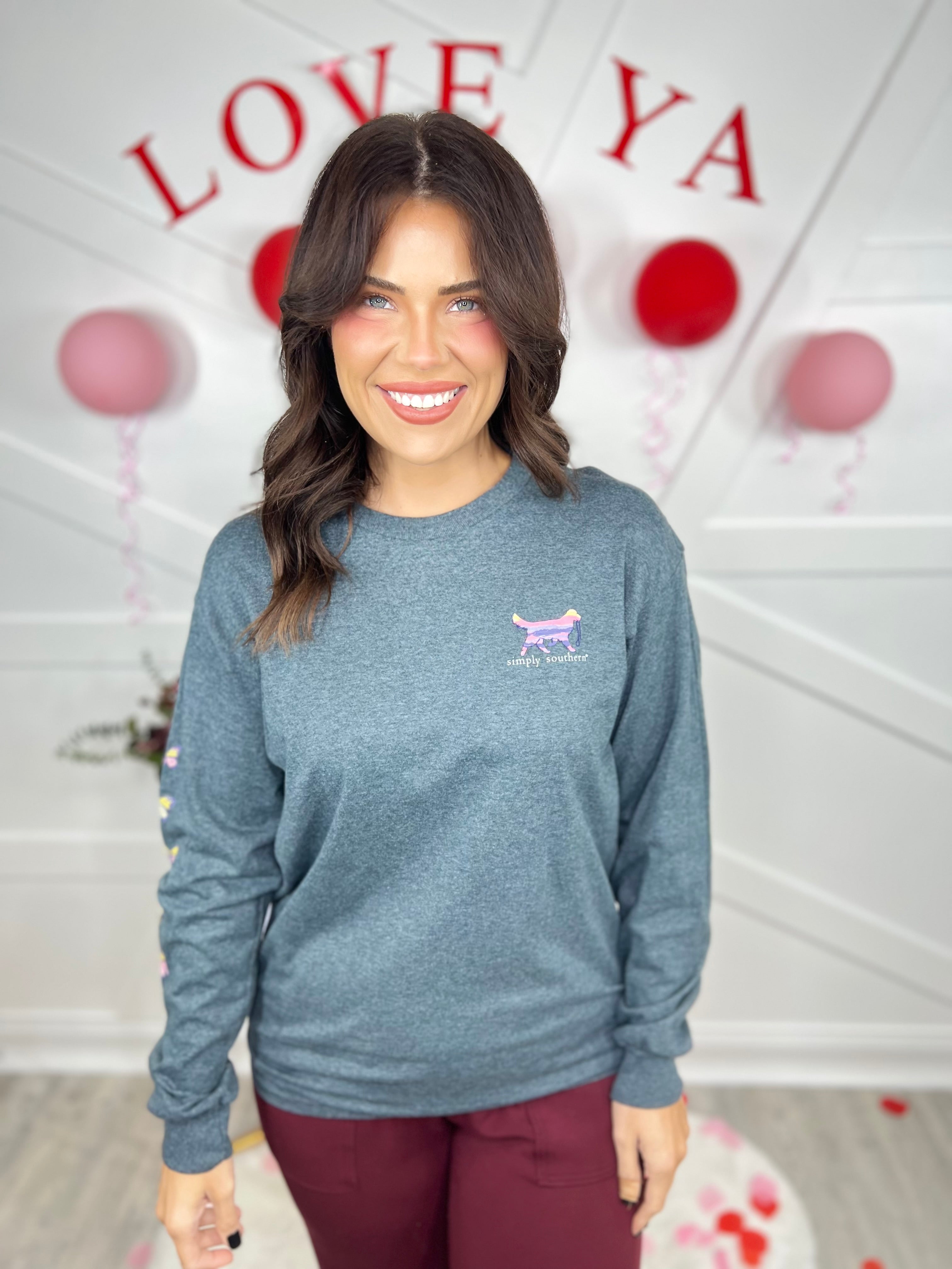 Live Life Simply Long Sleeve Graphic-120 Long Sleeve Tops-Simply Southern-Heathered Boho Boutique, Women's Fashion and Accessories in Palmetto, FL