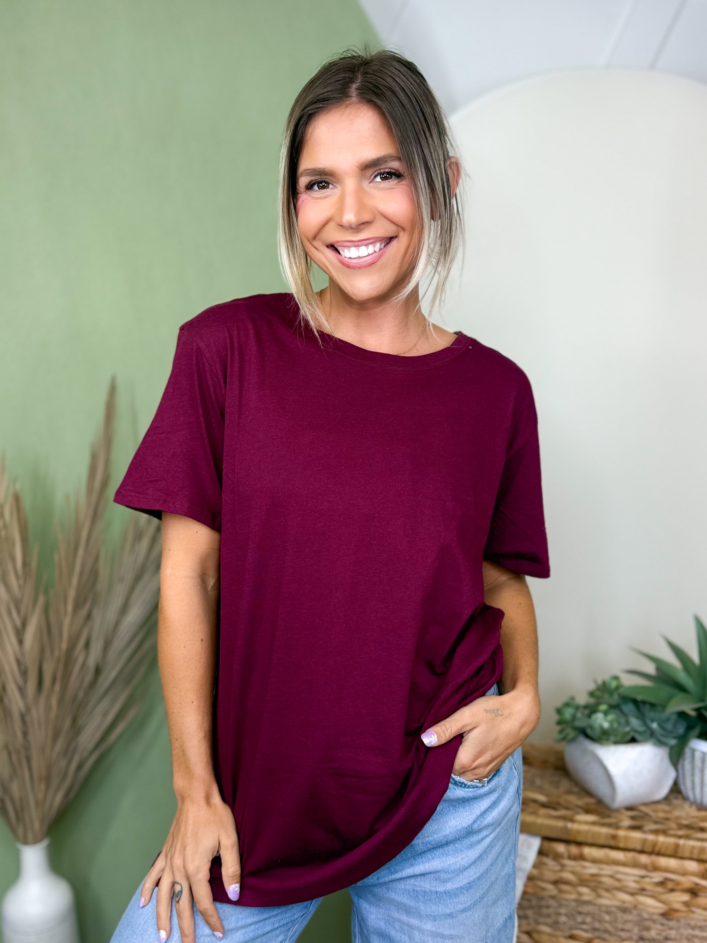 Better Than Your Boyfriend's Tee-110 SHORT SLEEVE TOP-ZENANA-Heathered Boho Boutique, Women's Fashion and Accessories in Palmetto, FL