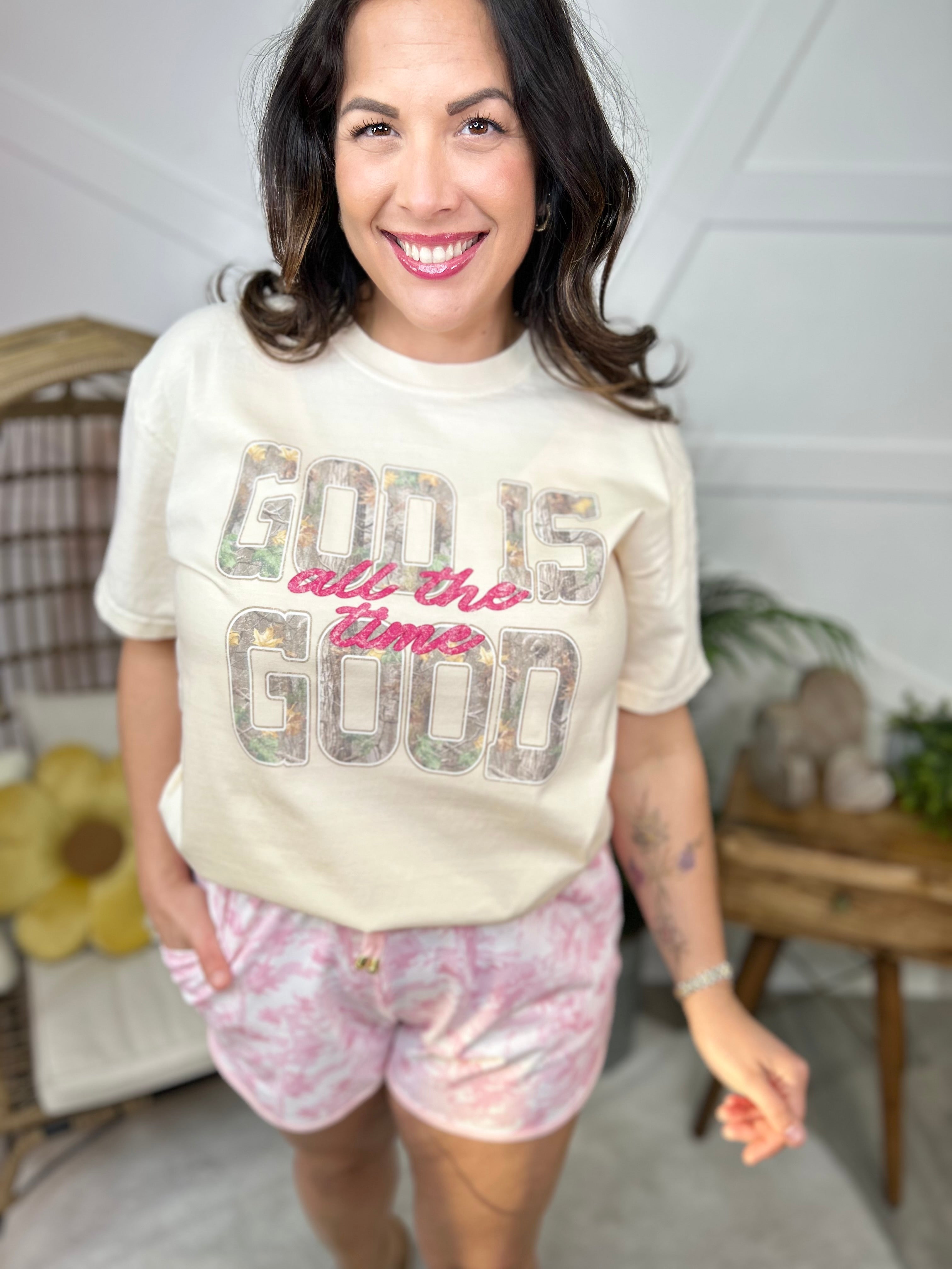 God is Good All the Time Graphic Tee-130 Graphic Tees-Heathered Boho-Heathered Boho Boutique, Women's Fashion and Accessories in Palmetto, FL
