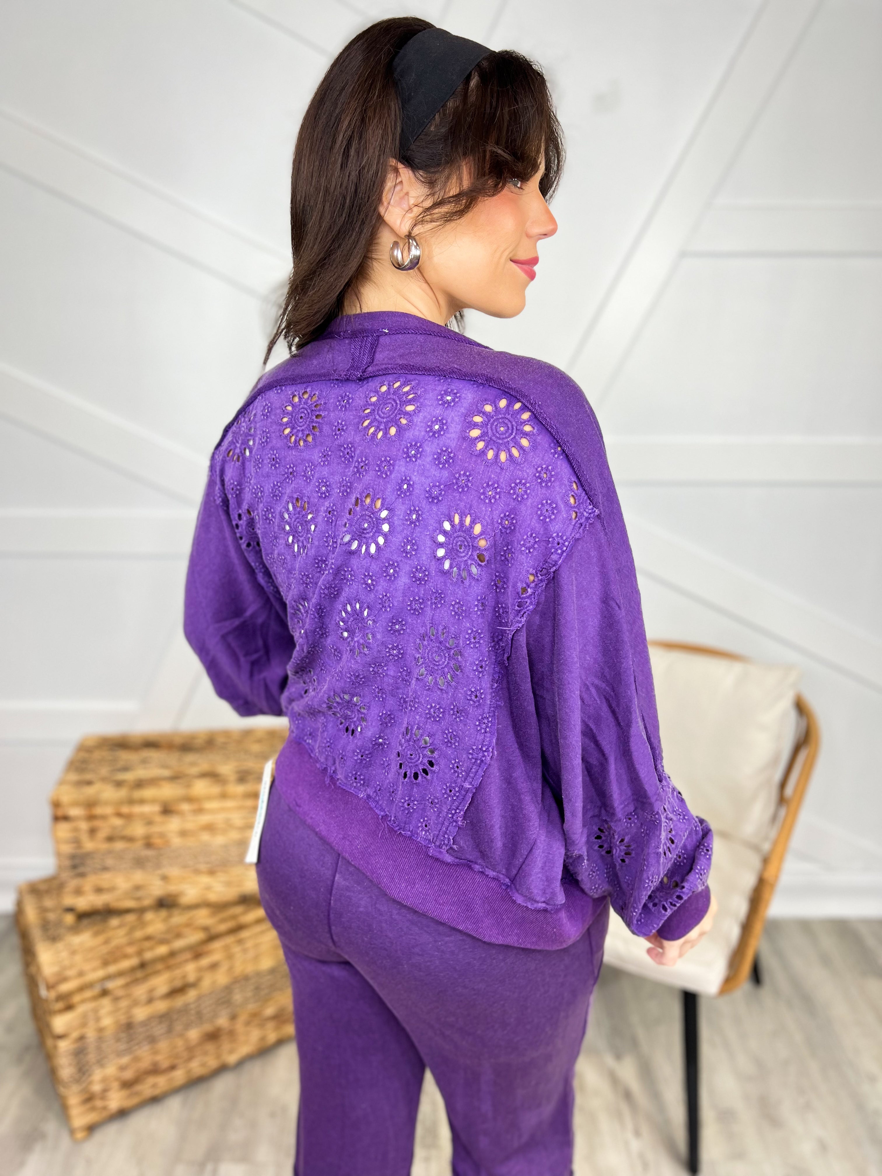 RESTOCK: Eyelet Cardigan-220 Cardigans/ Kimonos-Oddi-Heathered Boho Boutique, Women's Fashion and Accessories in Palmetto, FL