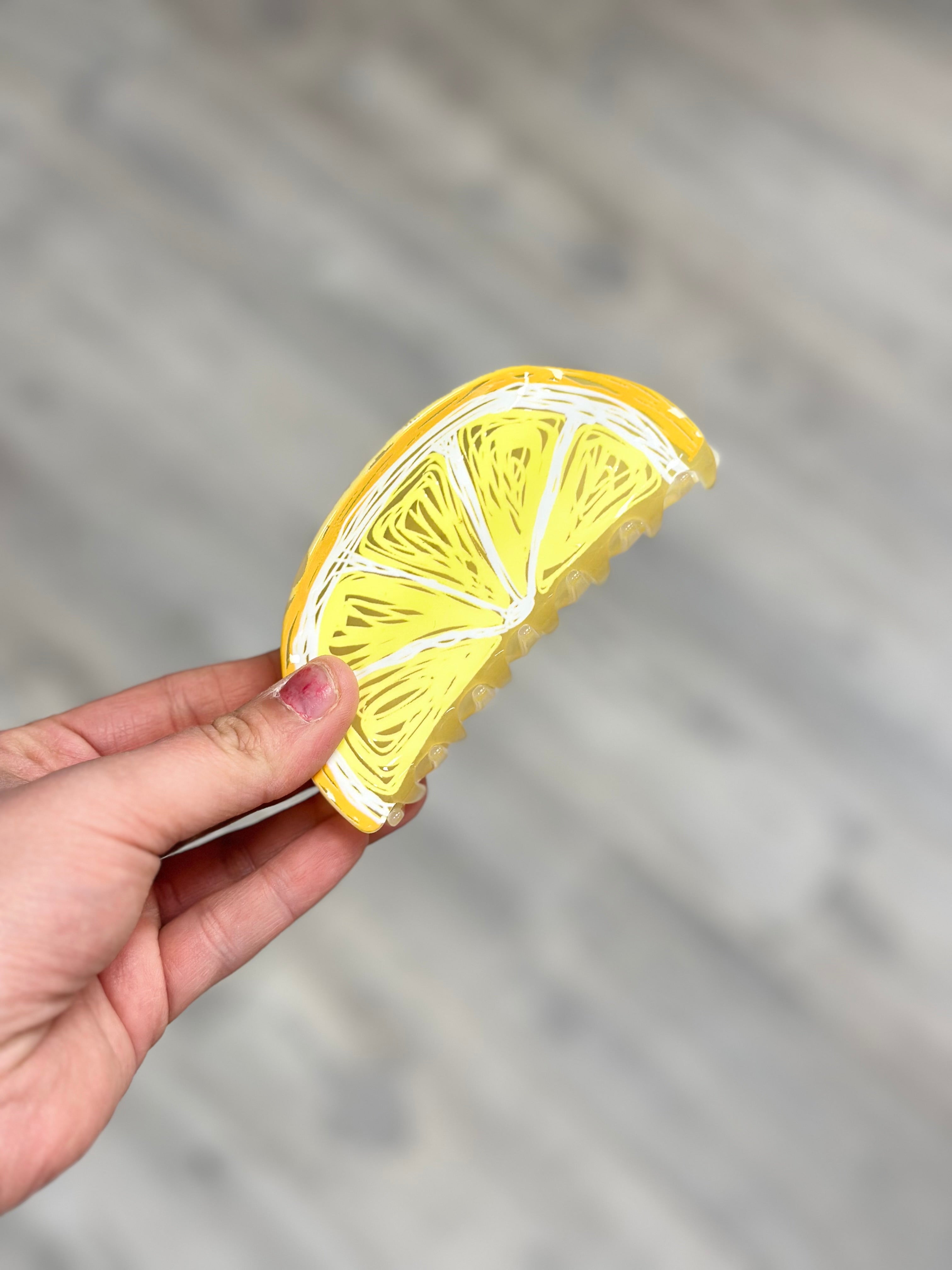 RESTOCK: Lemon Hair Claw Clip-340 Other Accessories-Joia Trading-Heathered Boho Boutique, Women's Fashion and Accessories in Palmetto, FL