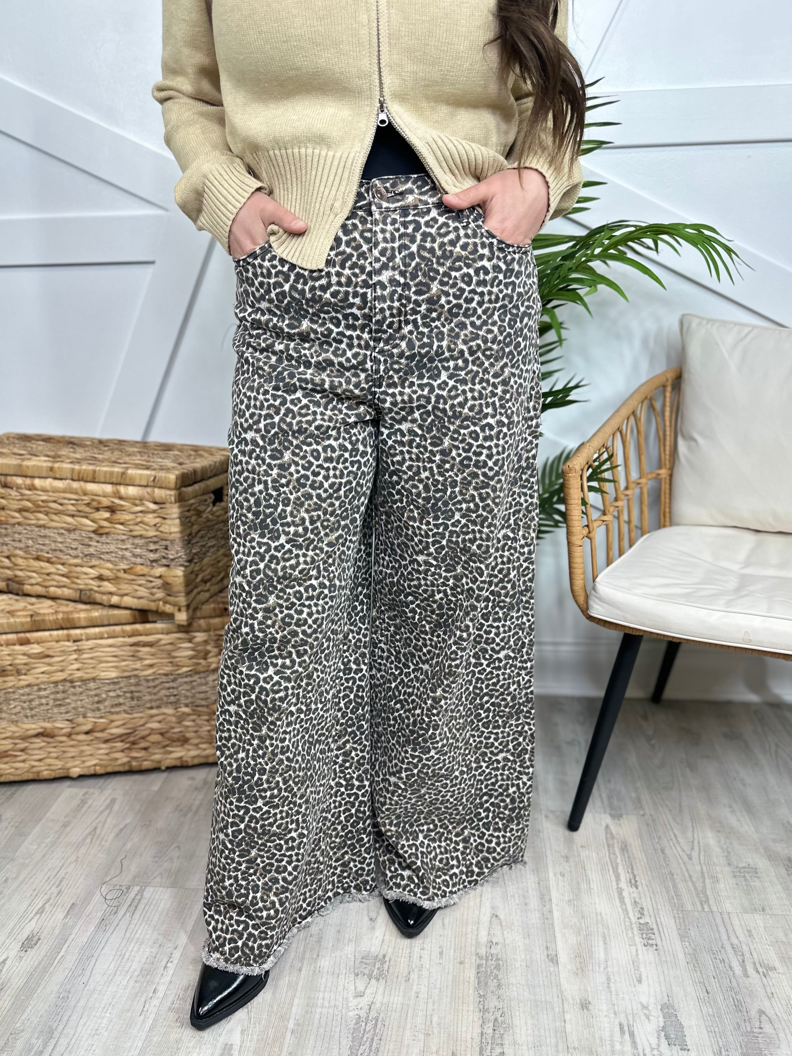 RESTOCK : Wild Woman Wide Leg Tummy Control Jeans-190 Jeans-Special A-Heathered Boho Boutique, Women's Fashion and Accessories in Palmetto, FL