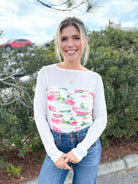 Artful Bloom Mesh Top-120 LONG SLEEVE TOPS-BALBOA-Heathered Boho Boutique, Women's Fashion and Accessories in Palmetto, FL