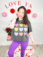 Conversation Hearts Boxy Graphic Tee-130 Graphic Tees-Heathered Boho-Heathered Boho Boutique, Women's Fashion and Accessories in Palmetto, FL