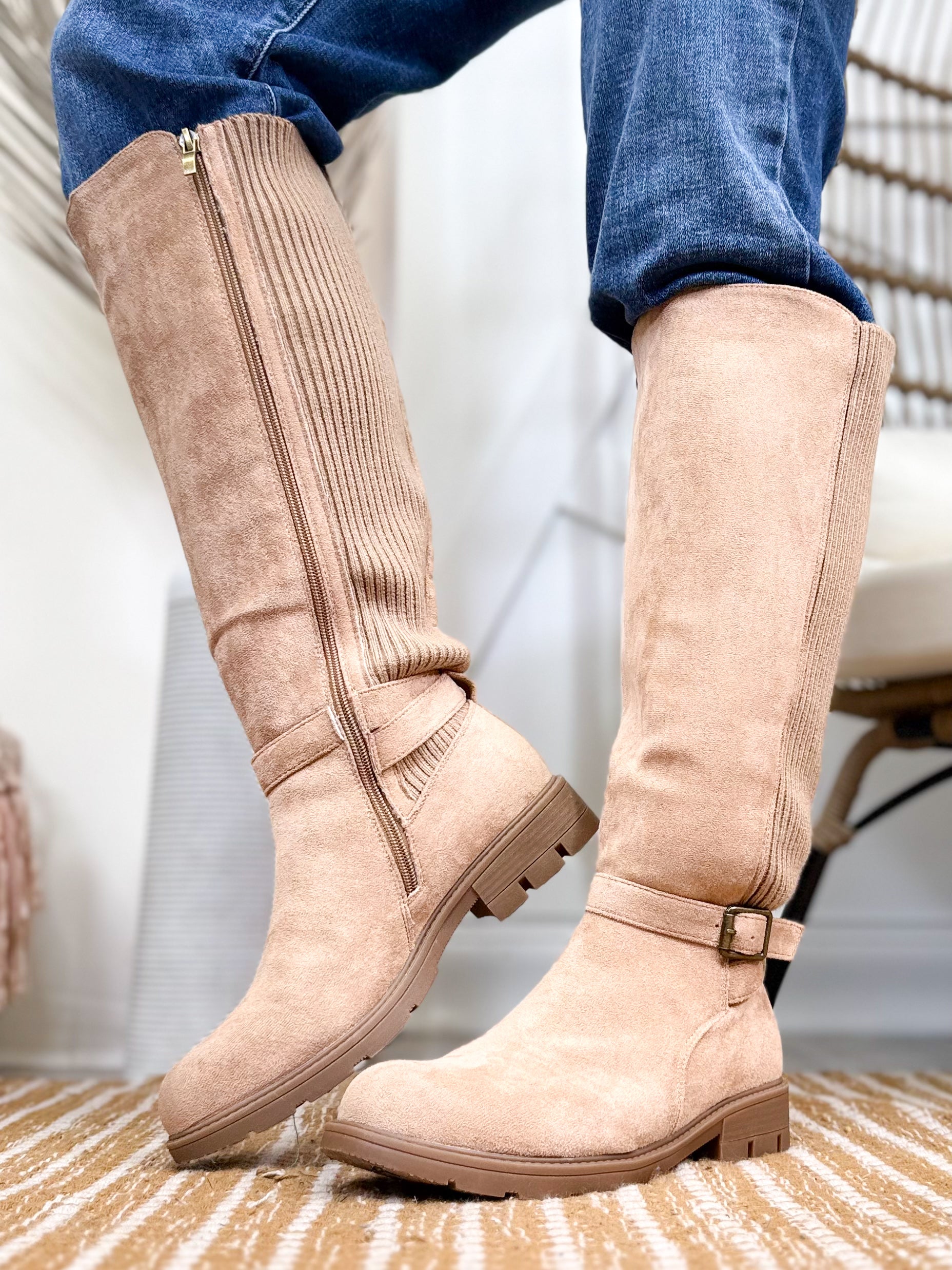 Hay There Boots - Camel Faux Suede-350 Shoes-Corkys-Heathered Boho Boutique, Women's Fashion and Accessories in Palmetto, FL