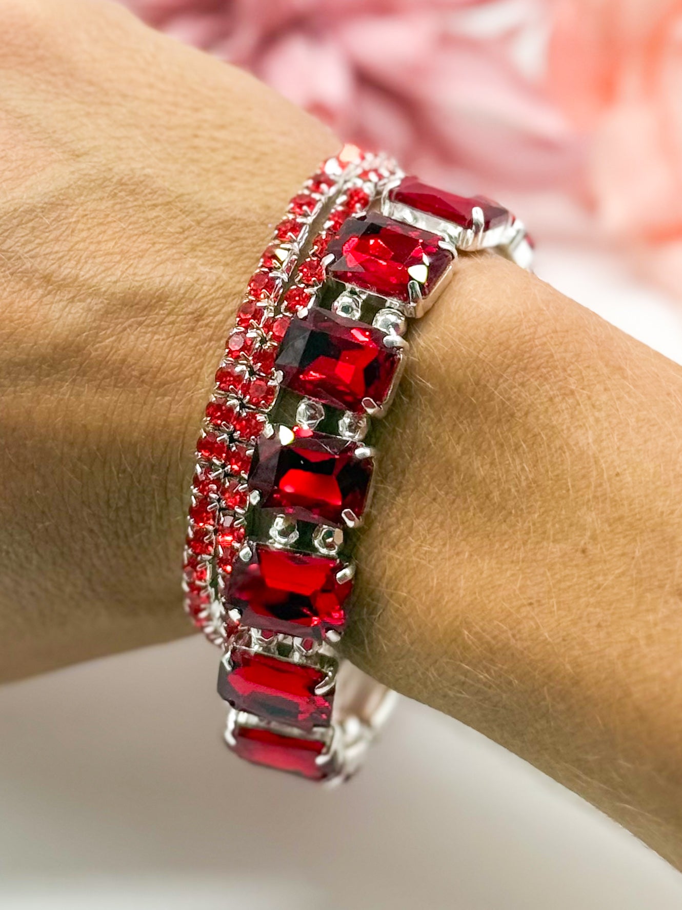 Colored Rhinestone Three Piece Bracelet Set-310 Jewelry-RM Manufacturing-Heathered Boho Boutique, Women's Fashion and Accessories in Palmetto, FL