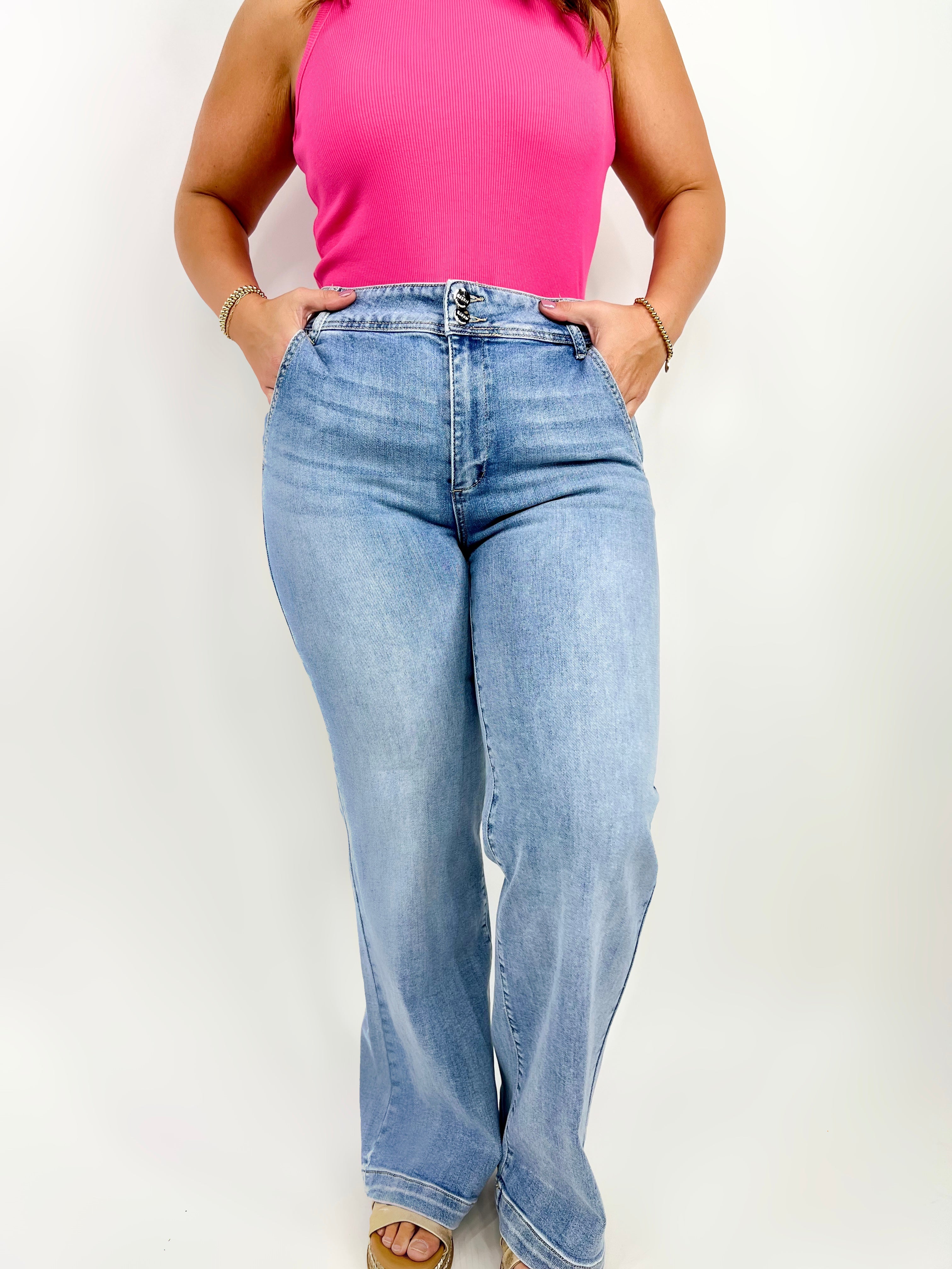 Effortless Wide Leg Jeans By Risen Jeans-190 Jeans-Risen Jeans-Heathered Boho Boutique, Women's Fashion and Accessories in Palmetto, FL