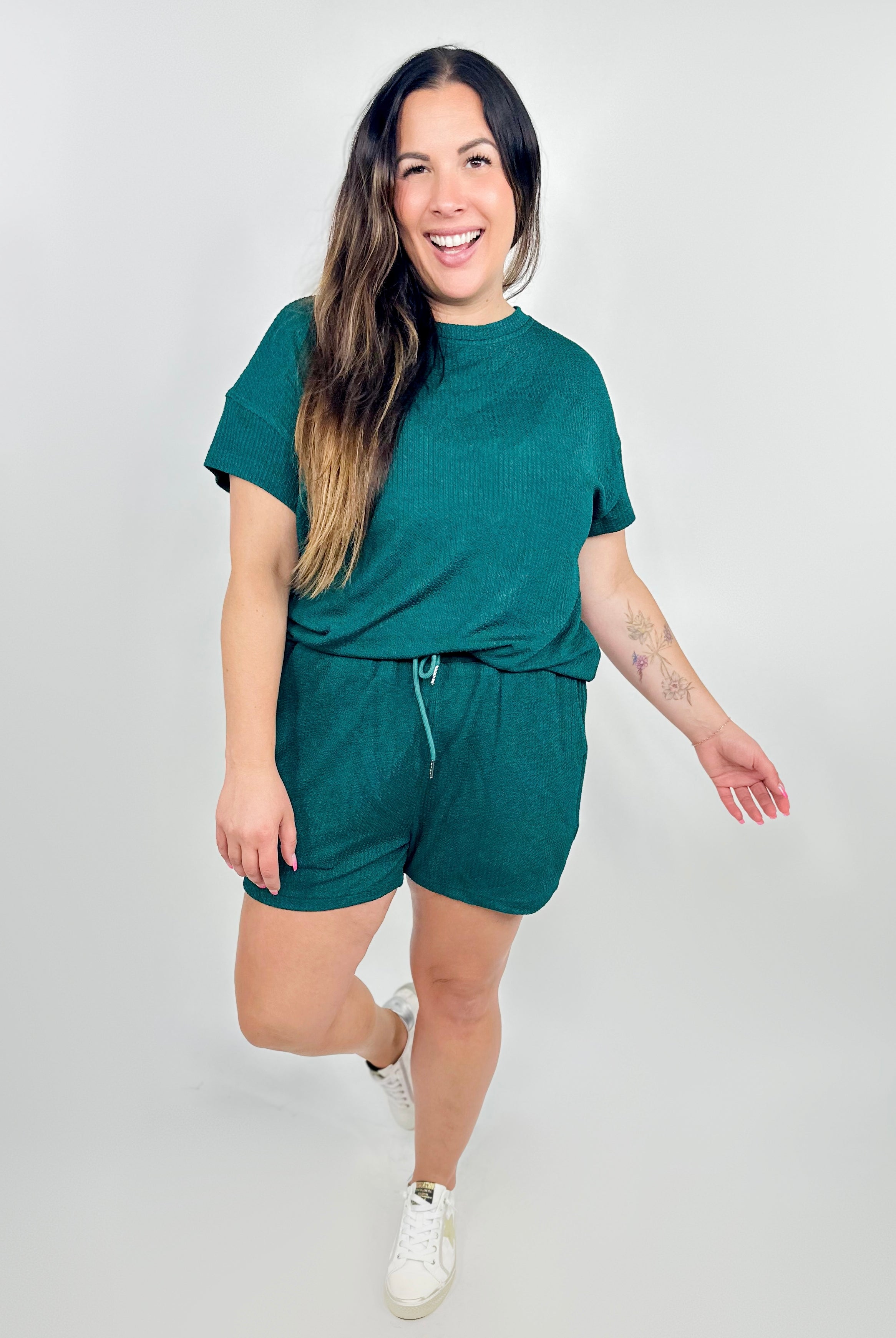 No Second Thoughts Short Sleeve T-Shirt and Shorts Set-240 Activewear/Sets-DOUBLE TAKE-Heathered Boho Boutique, Women's Fashion and Accessories in Palmetto, FL
