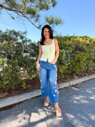 Restock: Denim Bloom Jeans-190 JEANS-BLUE VELVET-Heathered Boho Boutique, Women's Fashion and Accessories in Palmetto, FL