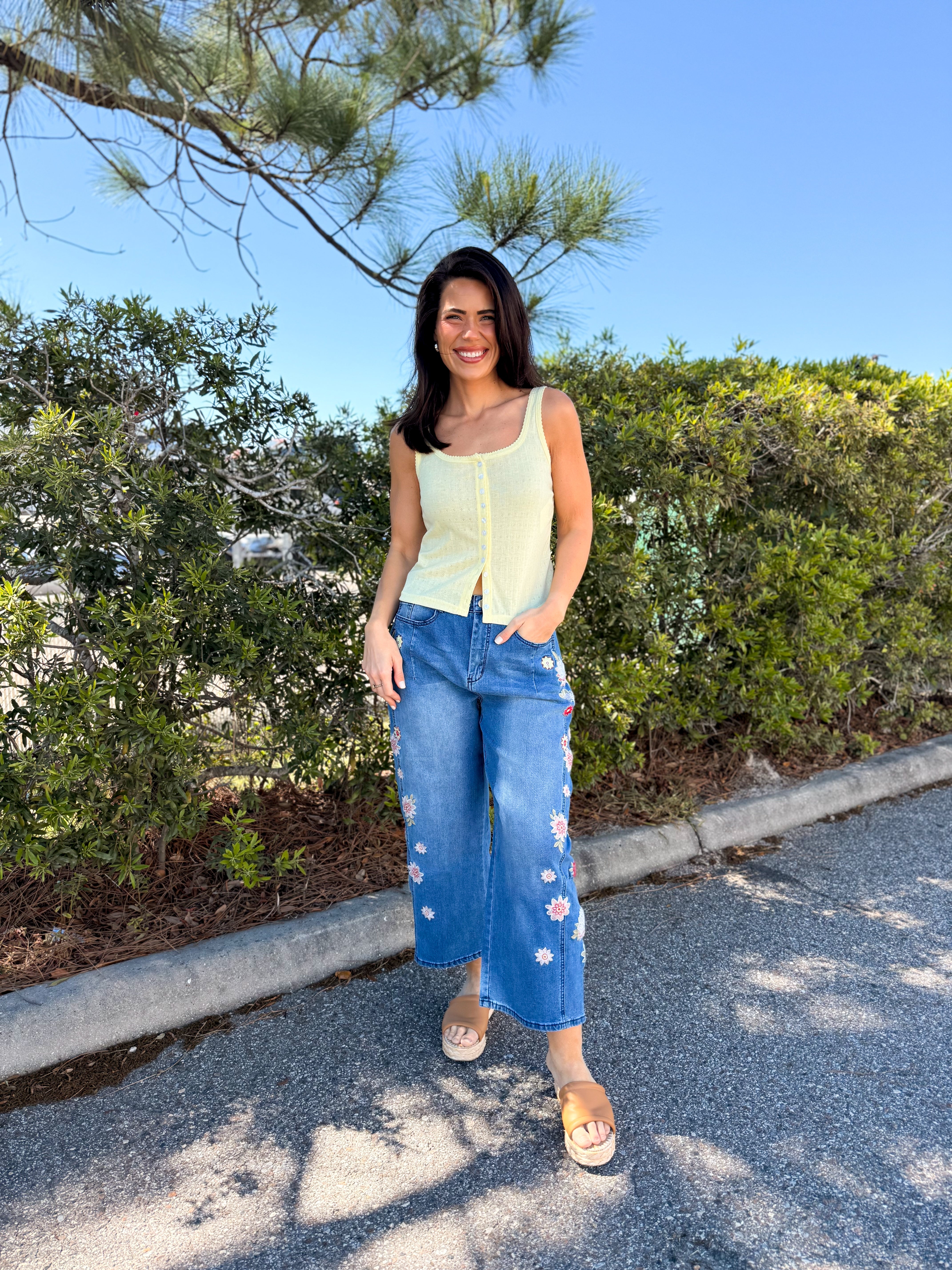 Restock: Denim Bloom Jeans-190 JEANS-BLUE VELVET-Heathered Boho Boutique, Women's Fashion and Accessories in Palmetto, FL