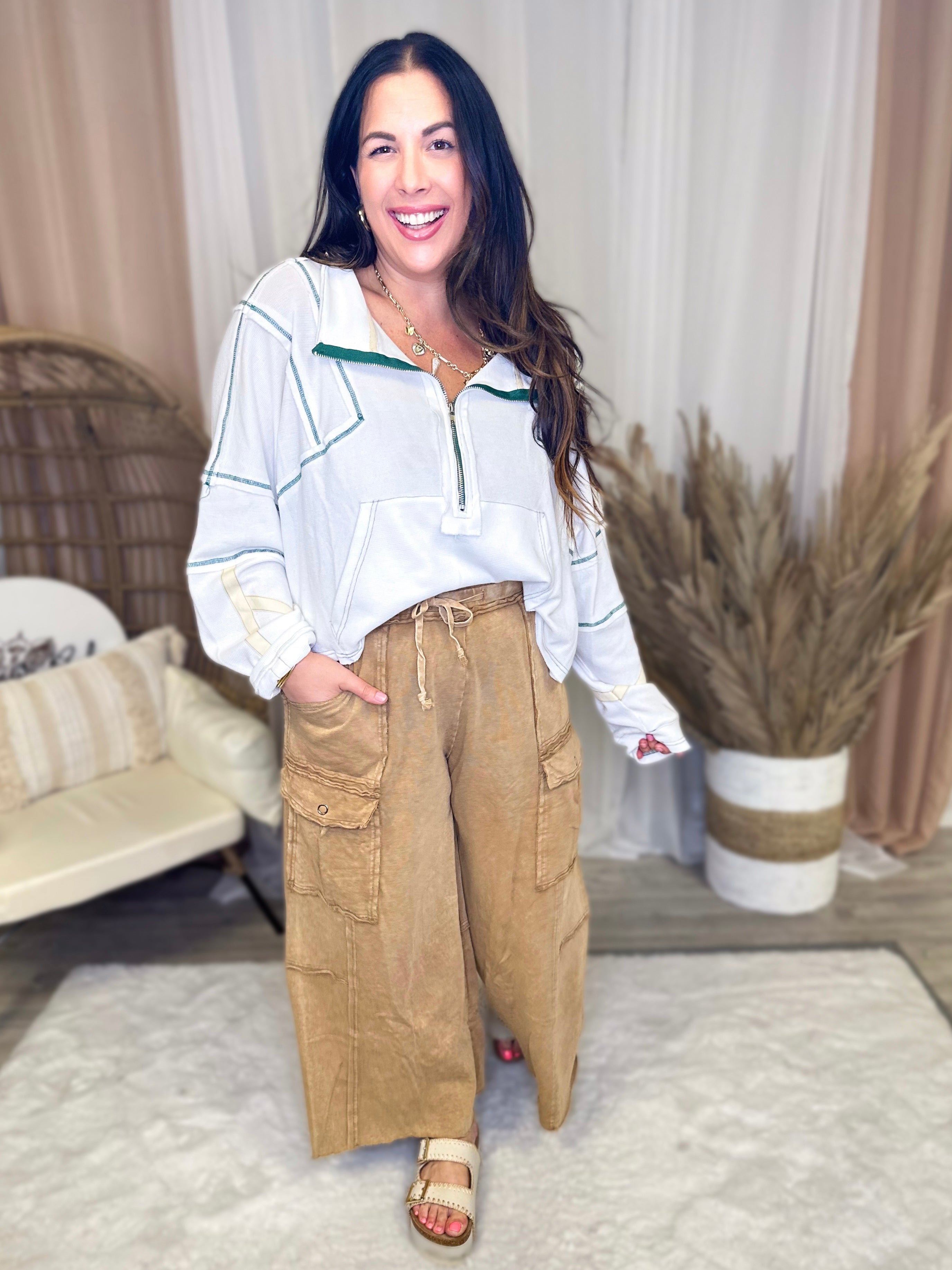 RESTOCK : Feeling Good Utility Pull On Pants-150 PANTS-Easel-Heathered Boho Boutique, Women's Fashion and Accessories in Palmetto, FL