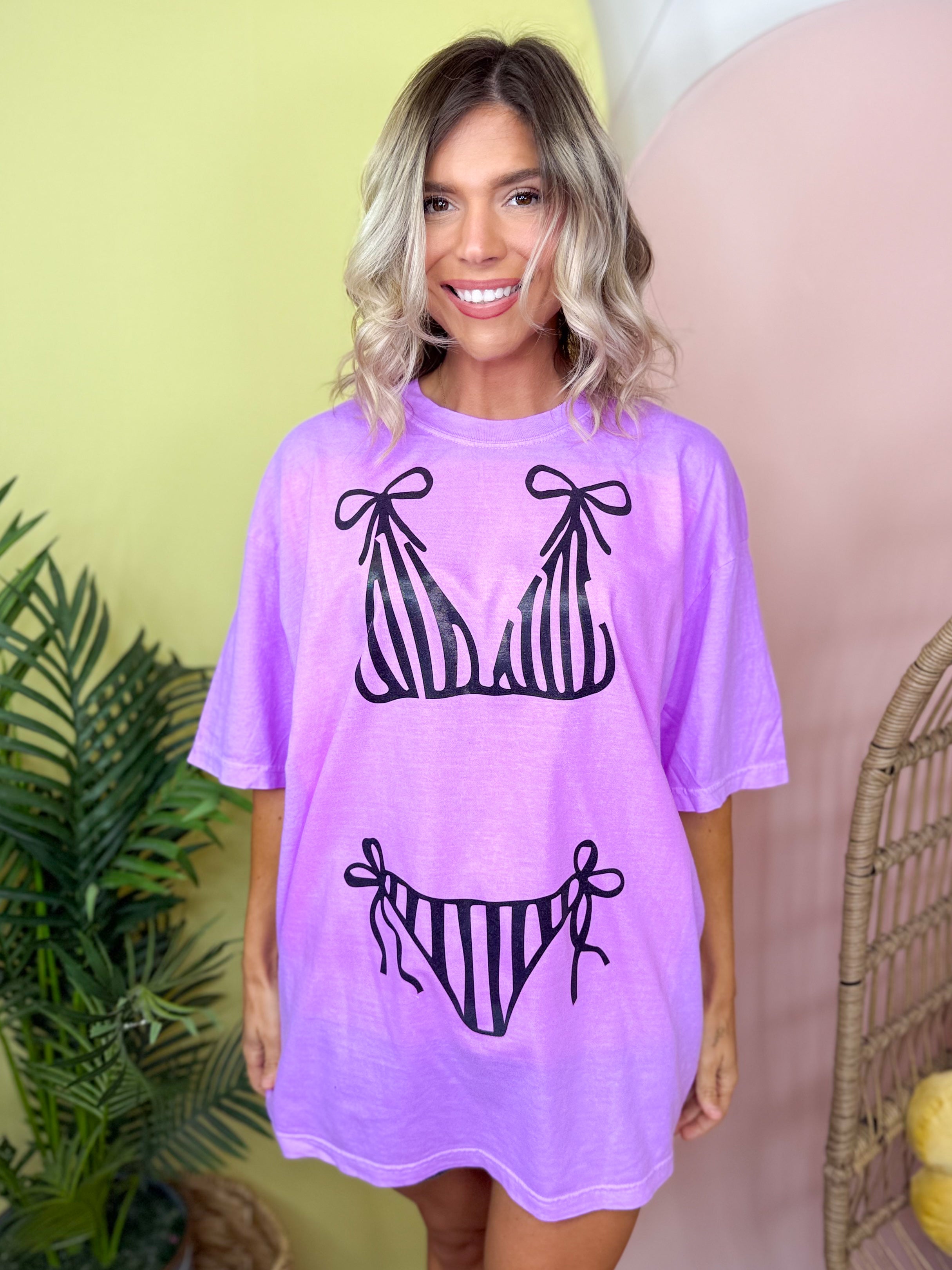 Bikini Stripes Graphic Tee-130 Graphic Tees-Heathered Boho-Heathered Boho Boutique, Women's Fashion and Accessories in Palmetto, FL