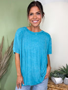 Restock: Conquer The Weekend Top-110 SHORT SLEEVE TOP-ZENANA-Heathered Boho Boutique, Women's Fashion and Accessories in Palmetto, FL