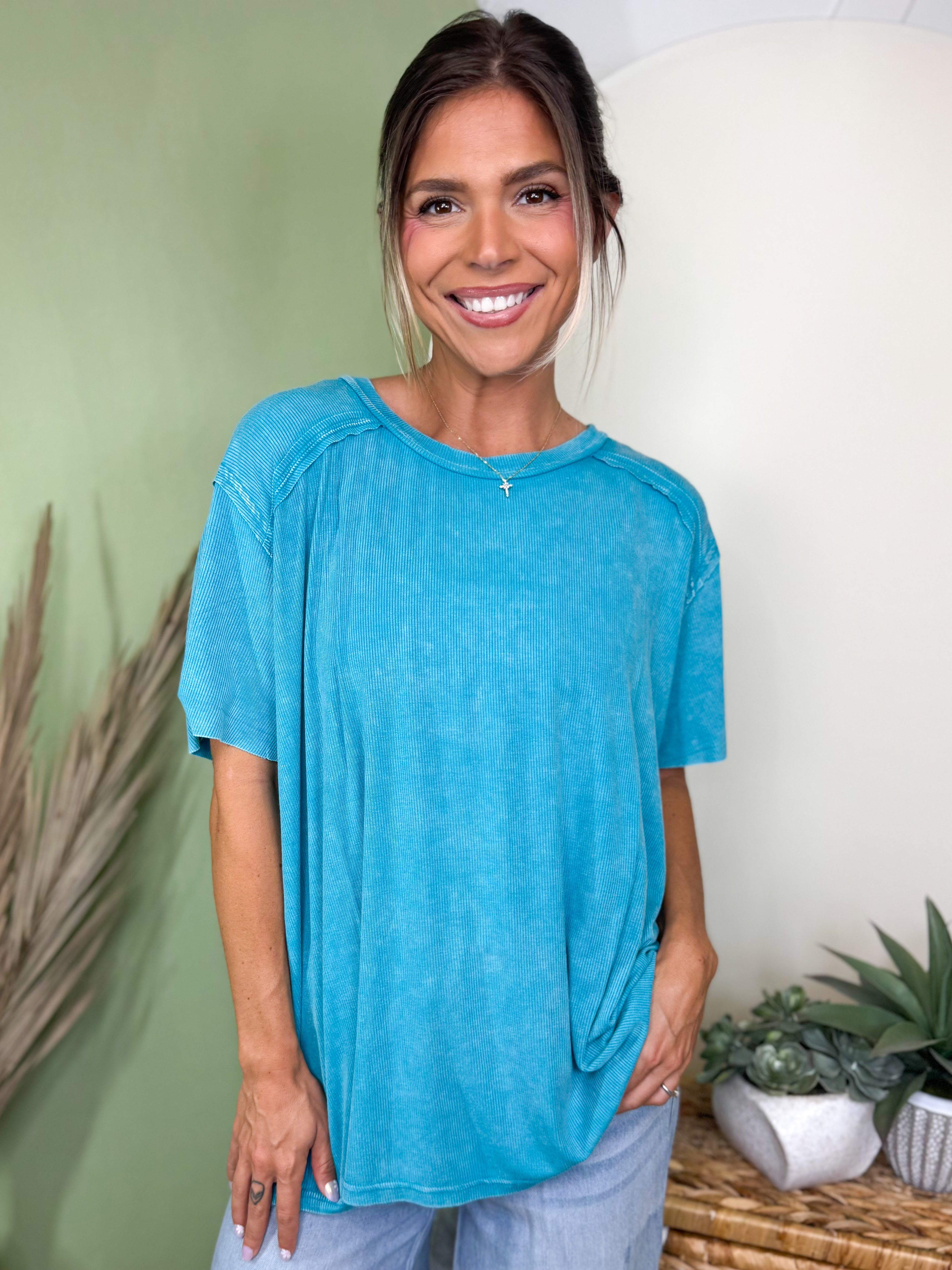 Restock: Conquer The Weekend Top-110 SHORT SLEEVE TOP-ZENANA-Heathered Boho Boutique, Women's Fashion and Accessories in Palmetto, FL