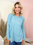 Chit Chat Top-120 LONG SLEEVE TOPS-ZENANA-Heathered Boho Boutique, Women's Fashion and Accessories in Palmetto, FL