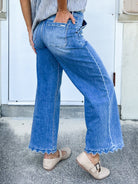 Scalloped & Styled Wide Leg Jeans By Risen-190 JEANS-RISEN-Heathered Boho Boutique, Women's Fashion and Accessories in Palmetto, FL