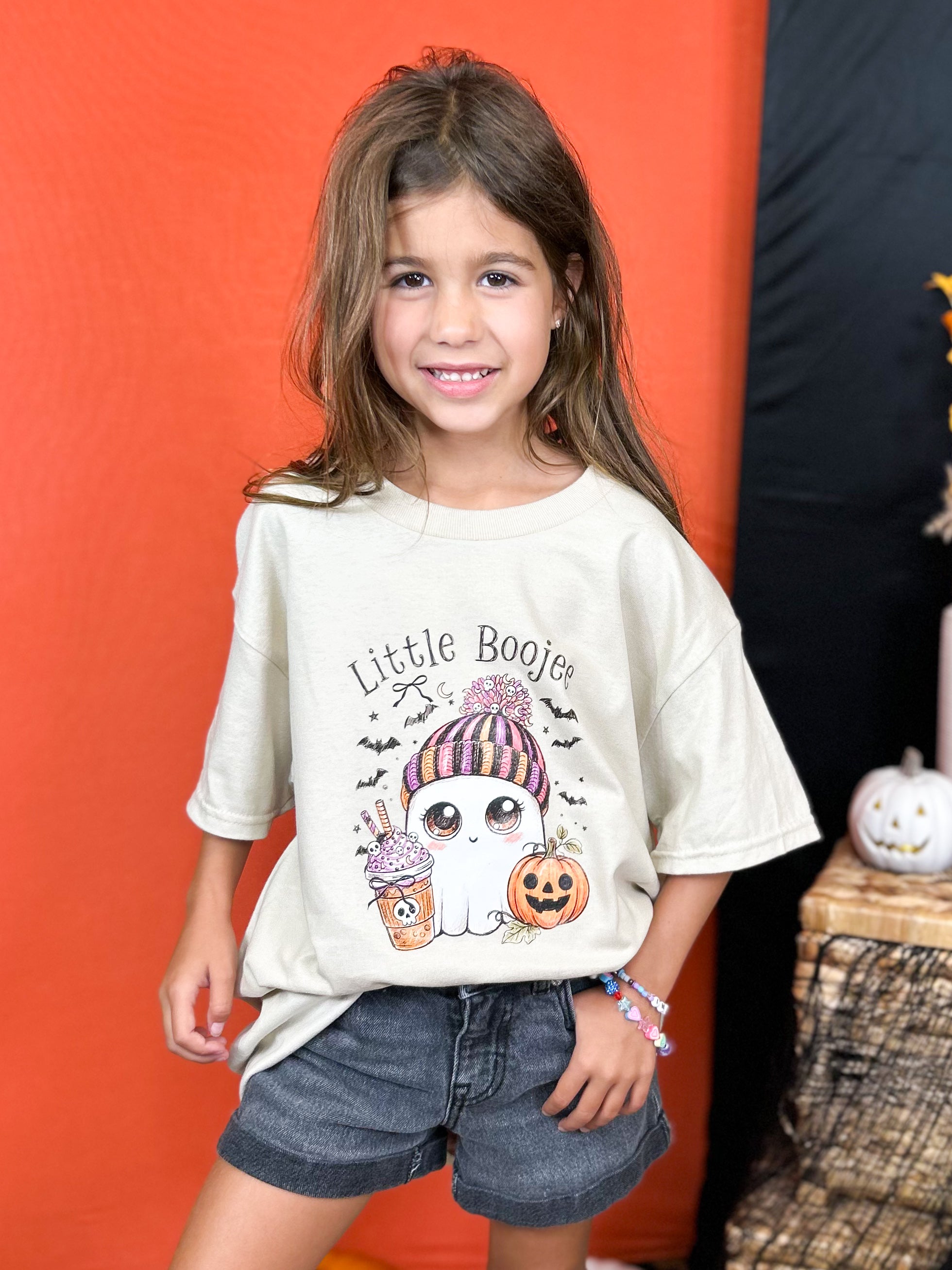 YOUTH - Little Boojee Ghost Graphic Tee-130 Graphic Tees-Heathered Boho-Heathered Boho Boutique, Women's Fashion and Accessories in Palmetto, FL