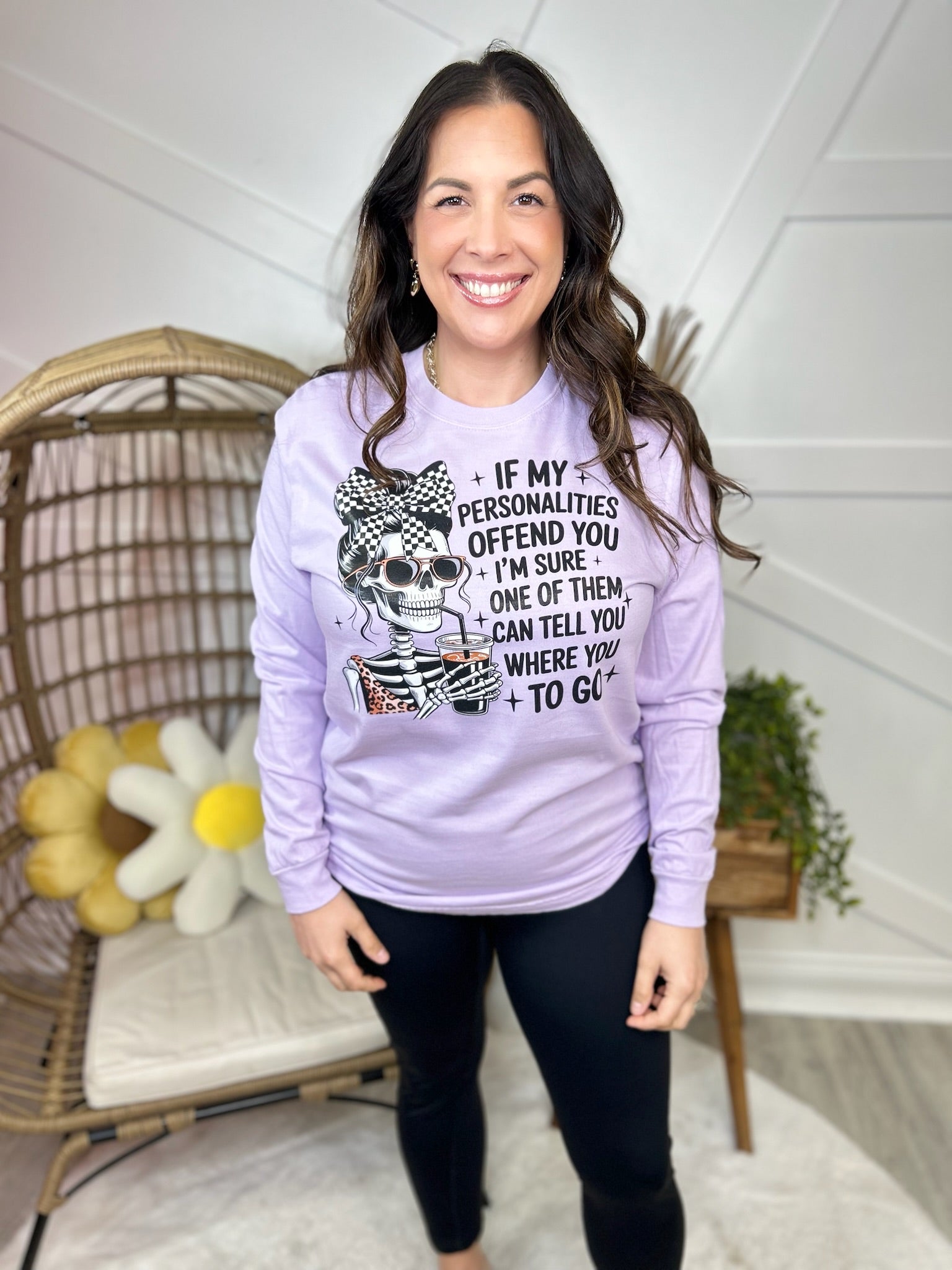 If My Personalities Offend You Graphic Long Sleeve-130 Graphic Tees-Heathered Boho-Heathered Boho Boutique, Women's Fashion and Accessories in Palmetto, FL