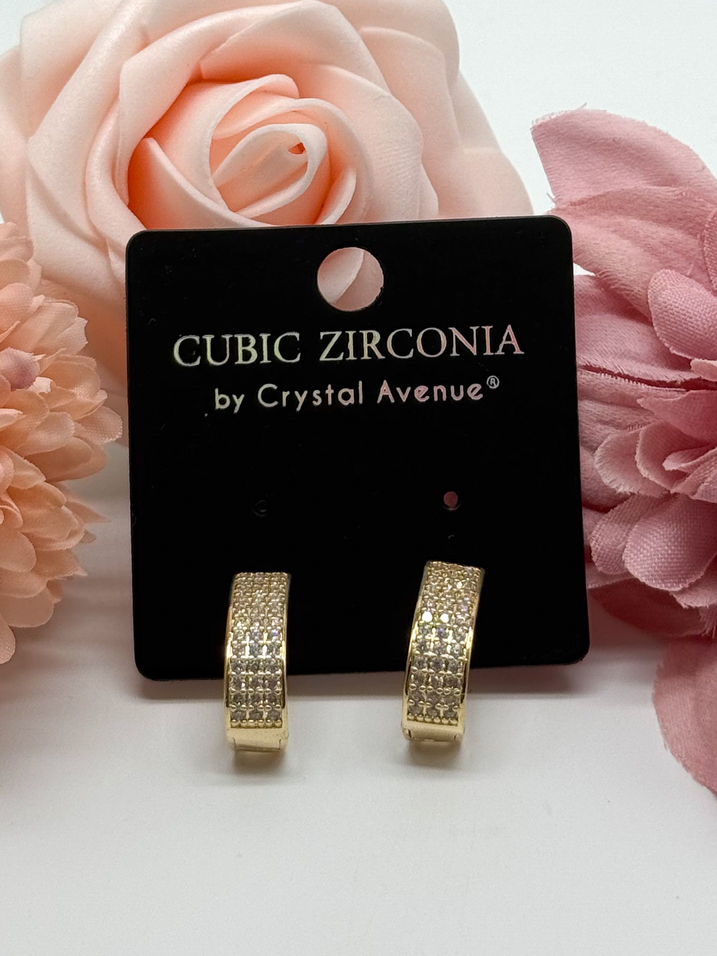 CZ Round Huggie Hoop Earring-310 Jewelry-RM Manufacturing-Heathered Boho Boutique, Women's Fashion and Accessories in Palmetto, FL