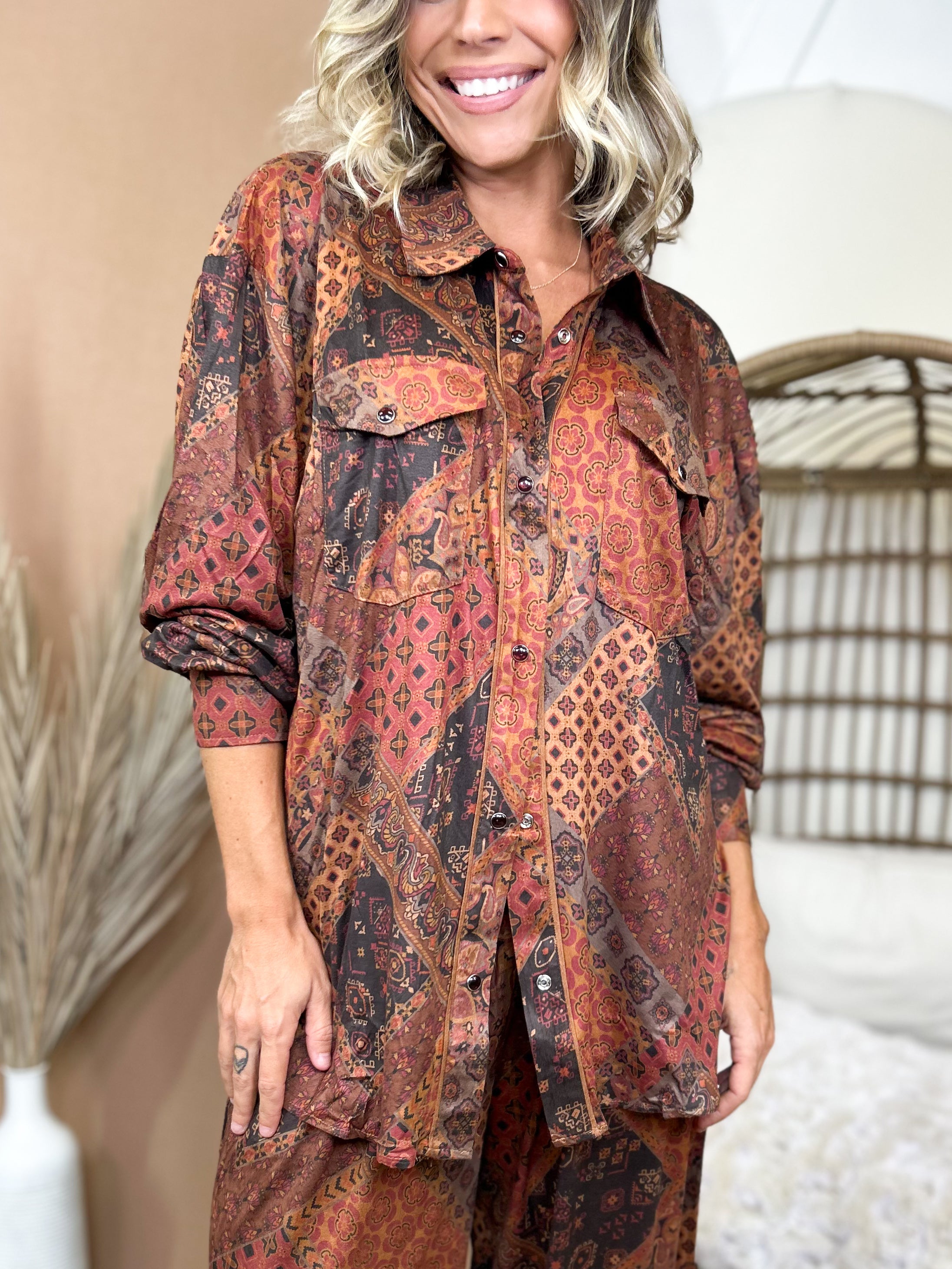 The Desert Muse Suede Shirt-120 LONG SLEEVE TOPS-EASEL-Heathered Boho Boutique, Women's Fashion and Accessories in Palmetto, FL