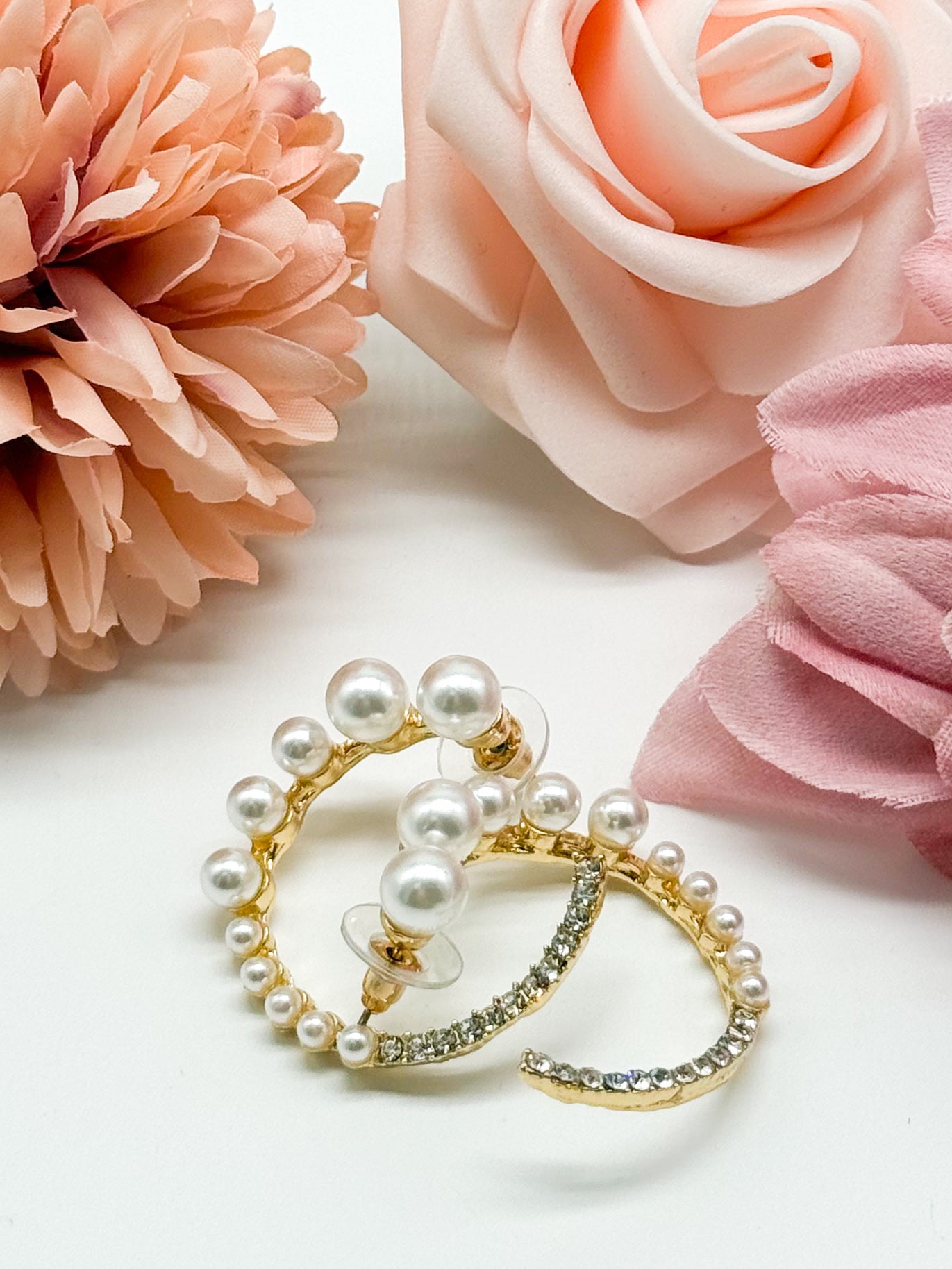 Graduated Pearl Post Earring-310 Jewelry-RM Manufacturing-Heathered Boho Boutique, Women's Fashion and Accessories in Palmetto, FL