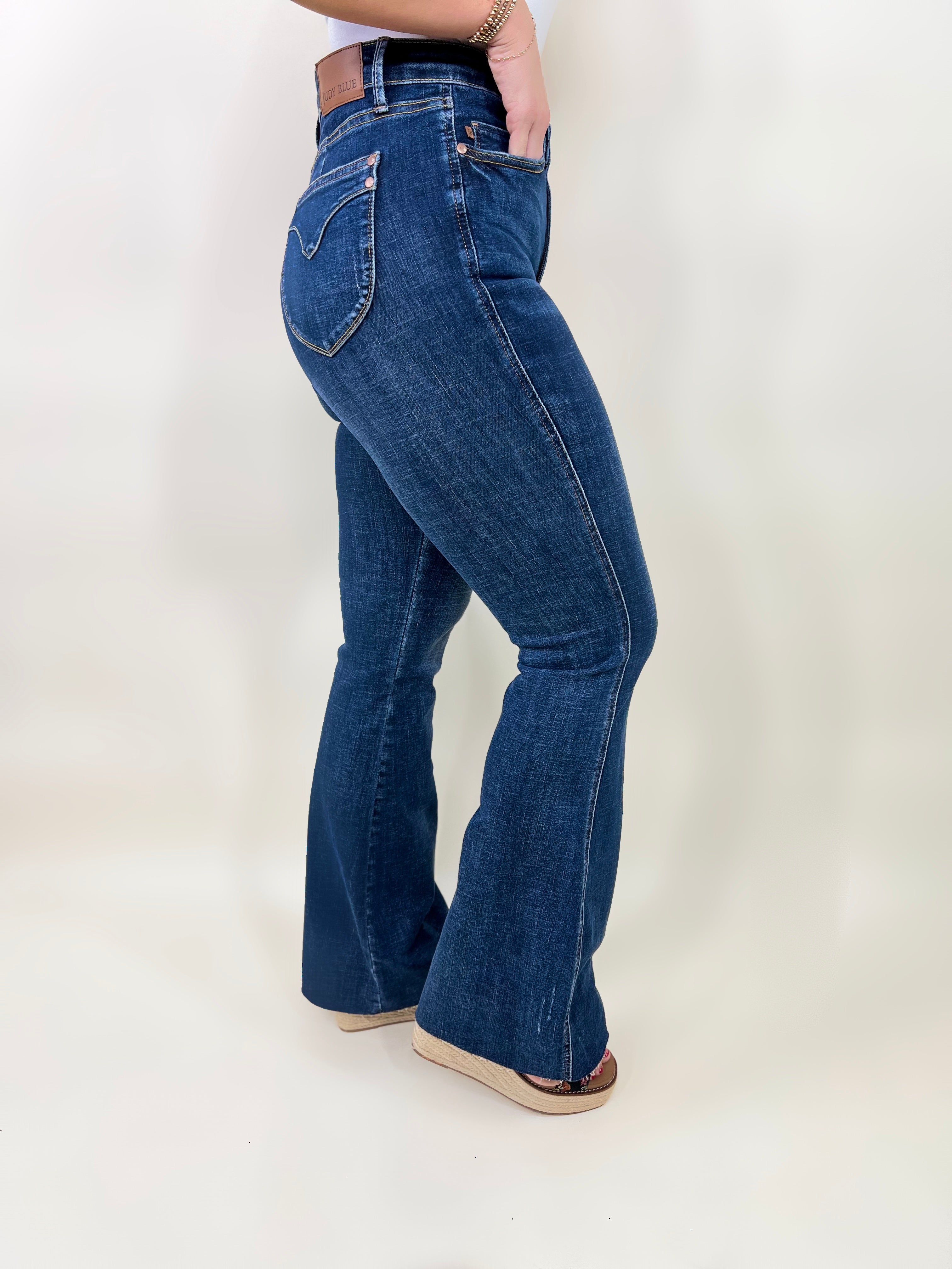 Rocky Mountain Tummy Control Flare Jeans by Judy Blue-190 Jeans-Judy Blue-Heathered Boho Boutique, Women's Fashion and Accessories in Palmetto, FL