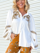 Embroidered Essence Top-120 LONG SLEEVE TOPS-EASEL-Heathered Boho Boutique, Women's Fashion and Accessories in Palmetto, FL