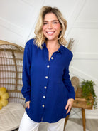 Celia Button Up Top-120 LONG SLEEVE TOPS-DEAR SCARLETT-Heathered Boho Boutique, Women's Fashion and Accessories in Palmetto, FL