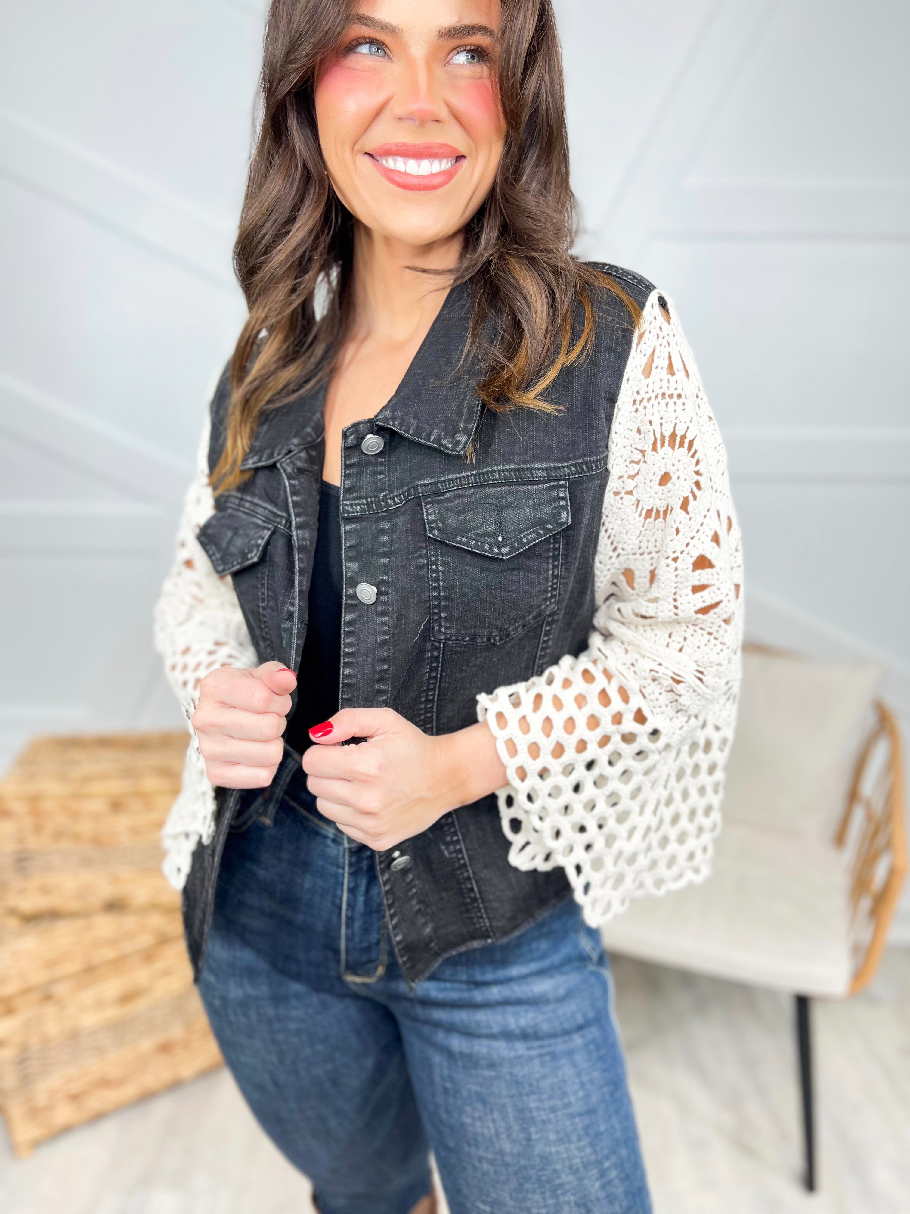 Social Hour Denim Jacket-200 Jackets/Shackets-Origami Apparel-Heathered Boho Boutique, Women's Fashion and Accessories in Palmetto, FL