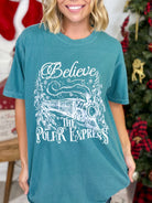 Believe The Polar Express Graphic Tee-Emerald-130 Graphic Tees-Heathered Boho-Heathered Boho Boutique, Women's Fashion and Accessories in Palmetto, FL