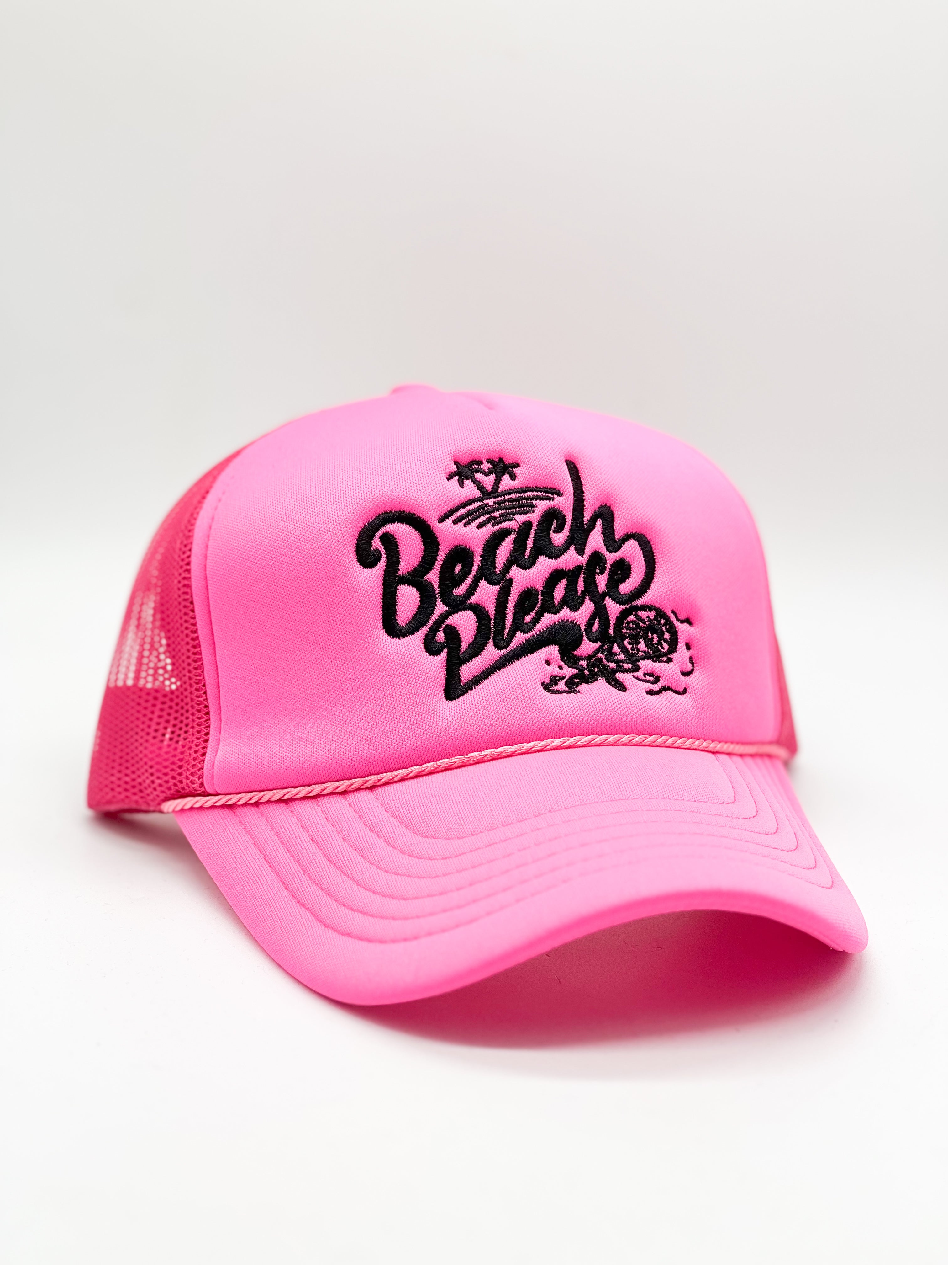 Beach Please Neon Pink Hat-330 Headwear-VIBES HAT COMPANY-Heathered Boho Boutique, Women's Fashion and Accessories in Palmetto, FL